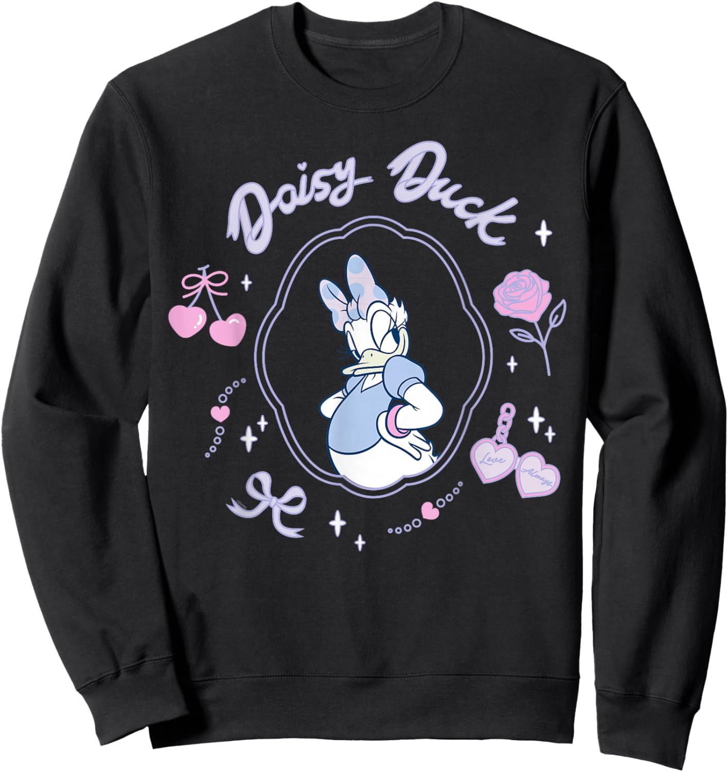 Disney Daisy Duck Love Always Locket Coquette Style Sweatshirt - Sweatshirt | Black