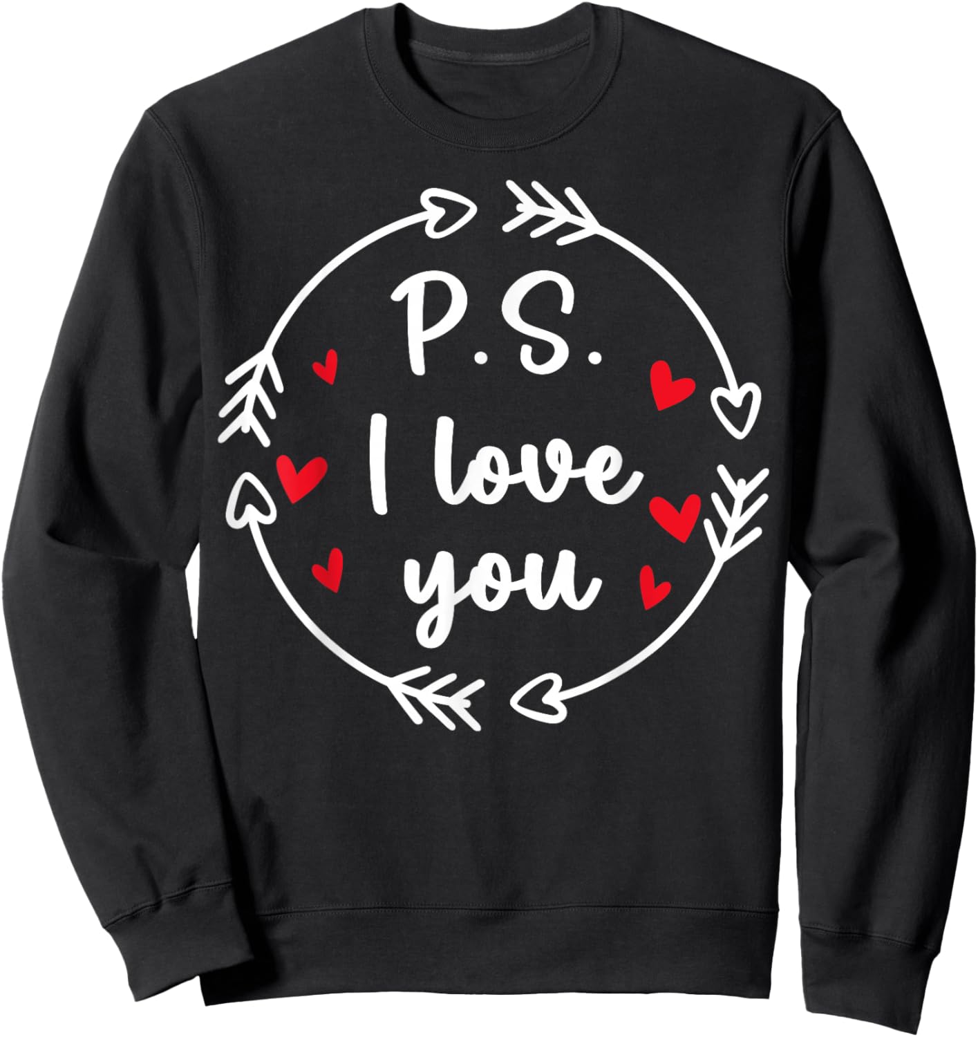 PS I Love You Day Valentine's Day Purple Heart Women Men Kid Sweatshirt - Sweatshirt | Black