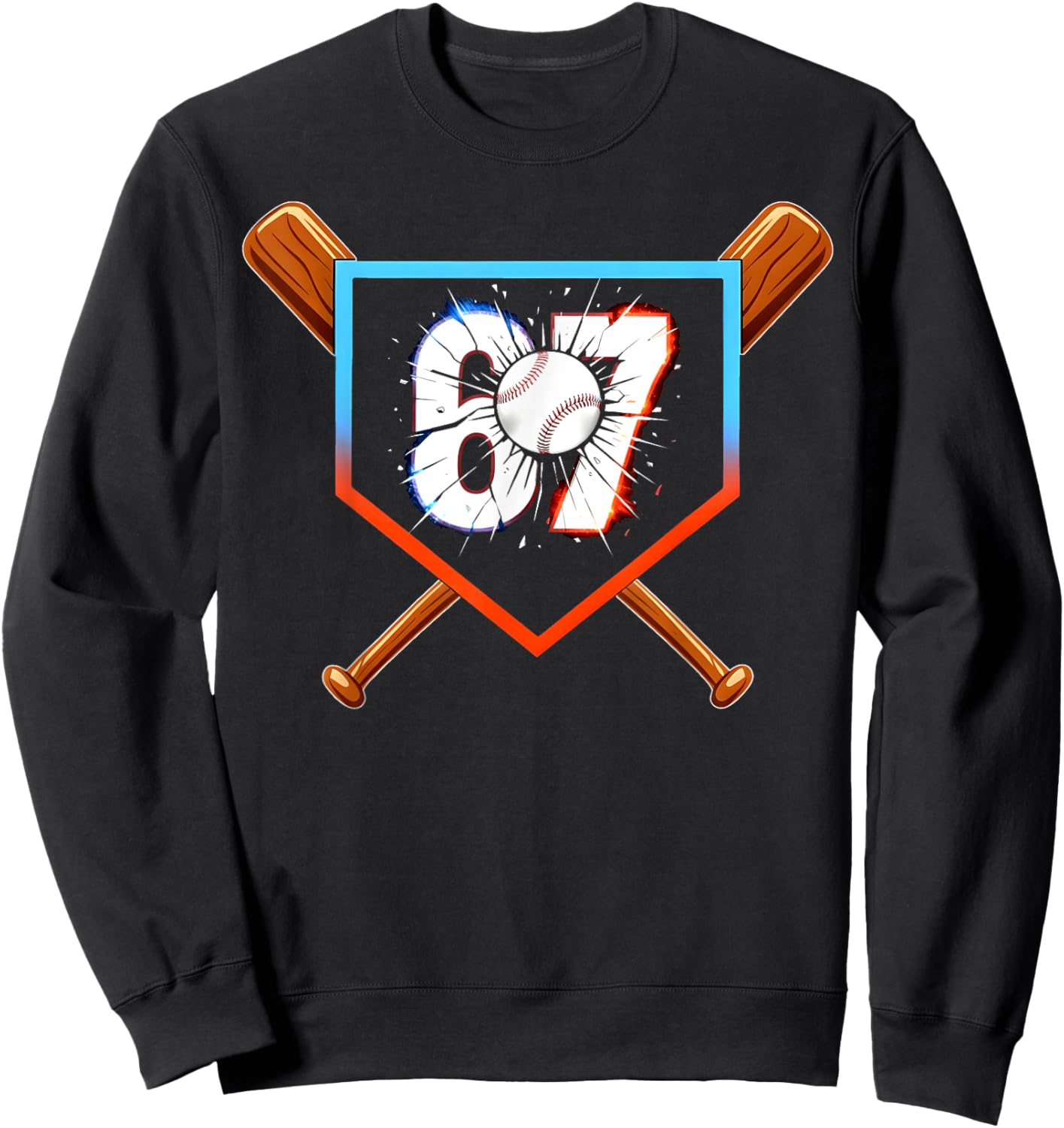 Funny Six Seven 67 Baseball Birthday Boy Gift Men Kids Boys Sweatshirt - Sweatshirt | Black