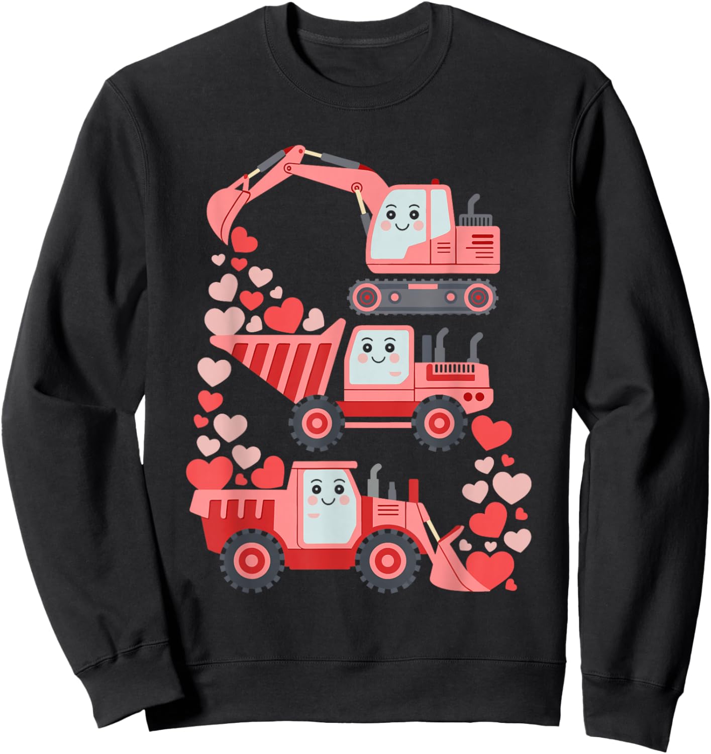 Kids Valentines Excavator Truck Valentine Boys Toddler Sweatshirt - Sweatshirt | Black