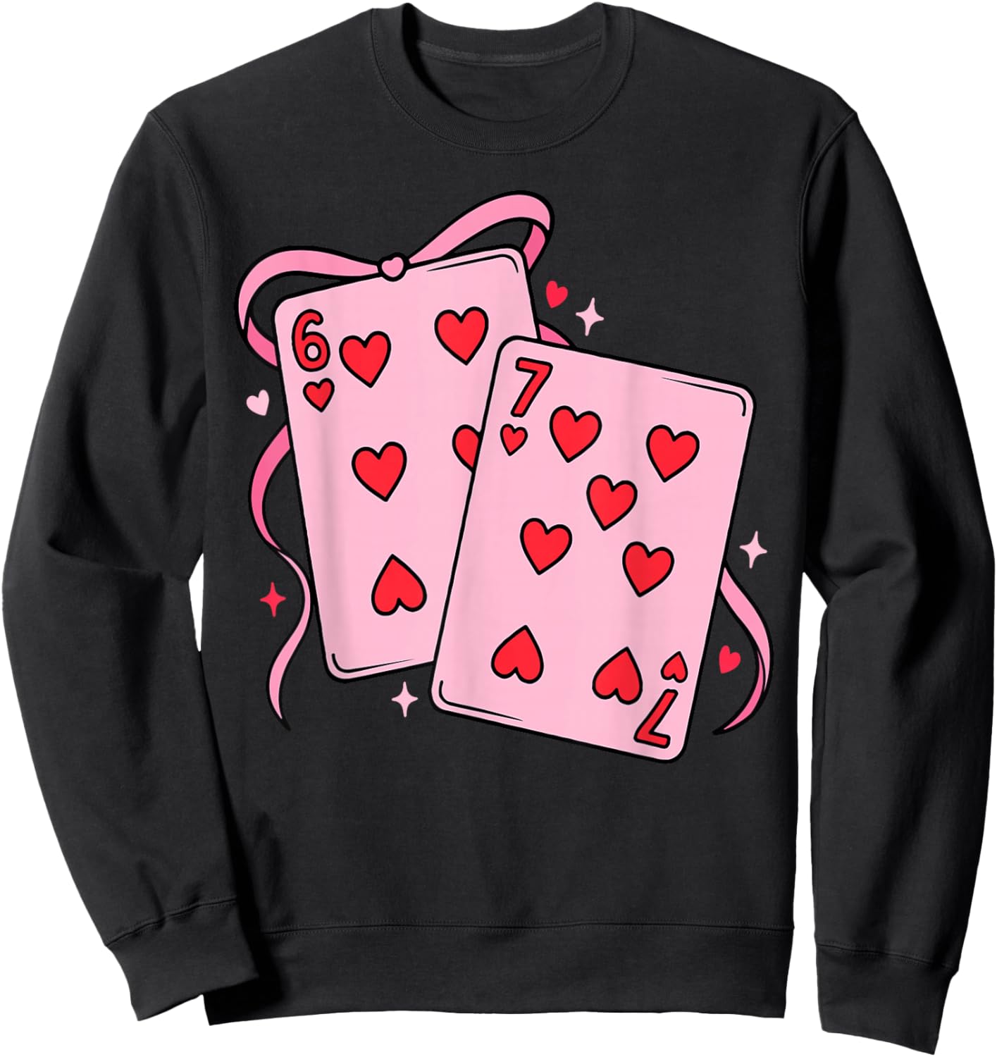 Playing Card Valentine’s Day 67 Preppy Six Seven 67 Meme Sweatshirt - Sweatshirt | Black