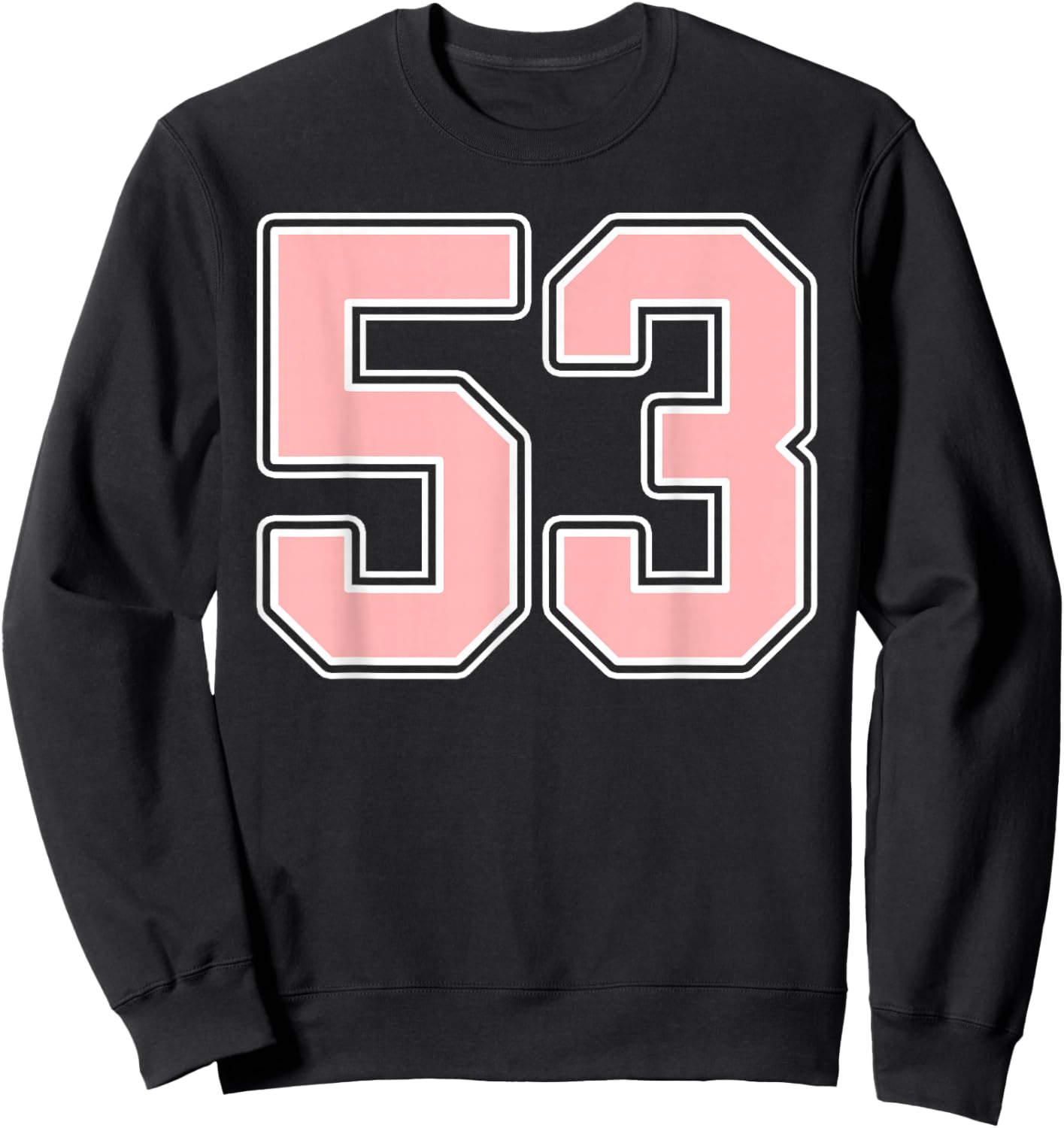 Cute Pink and White Number 53 Jersey Player Uniform #53 Fan Sweatshirt - Sweatshirt | Black