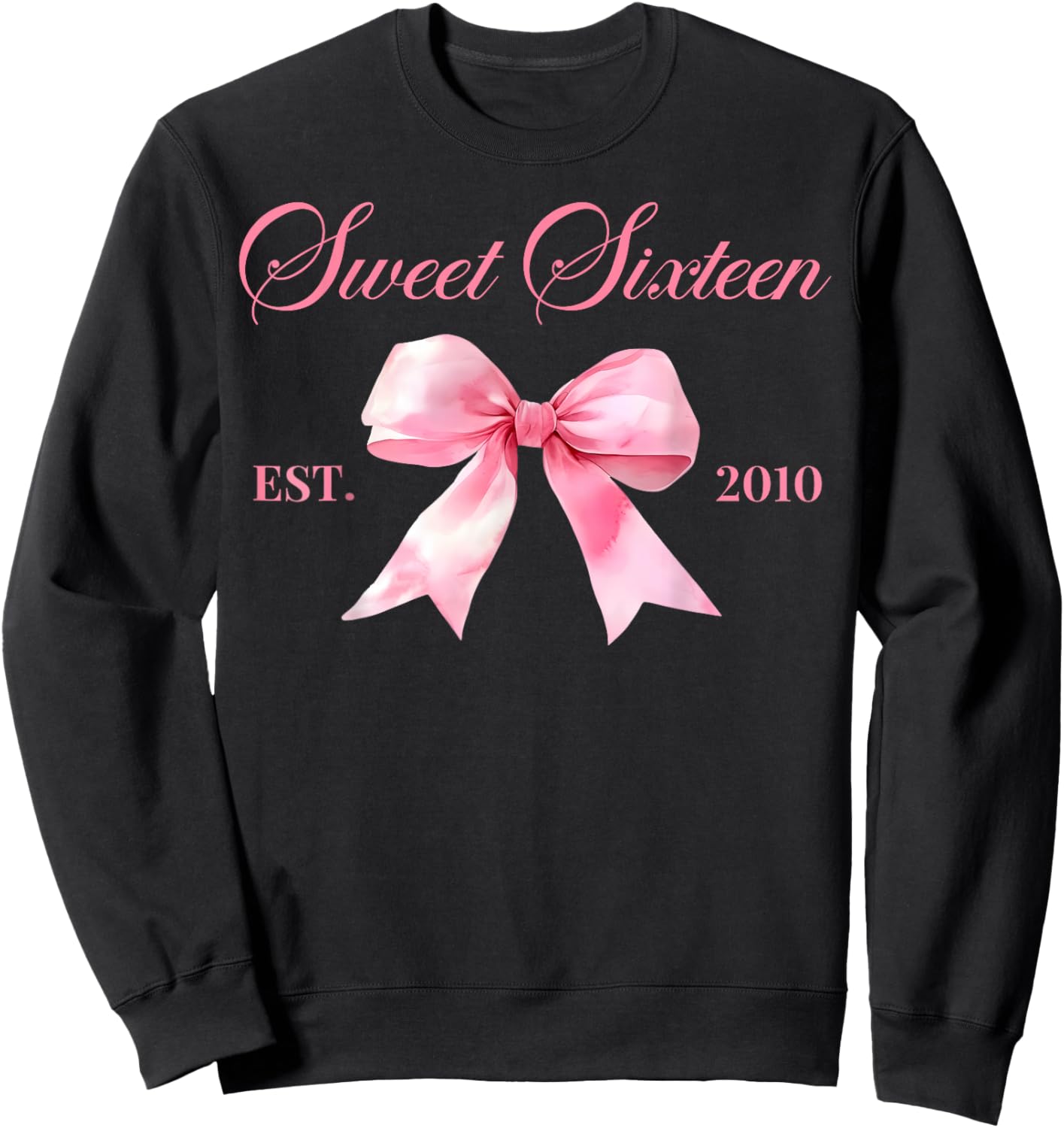 Sweet 16th Birthday Coquette Bow Party 16 Year Old Girl Sweatshirt - Sweatshirt | Black