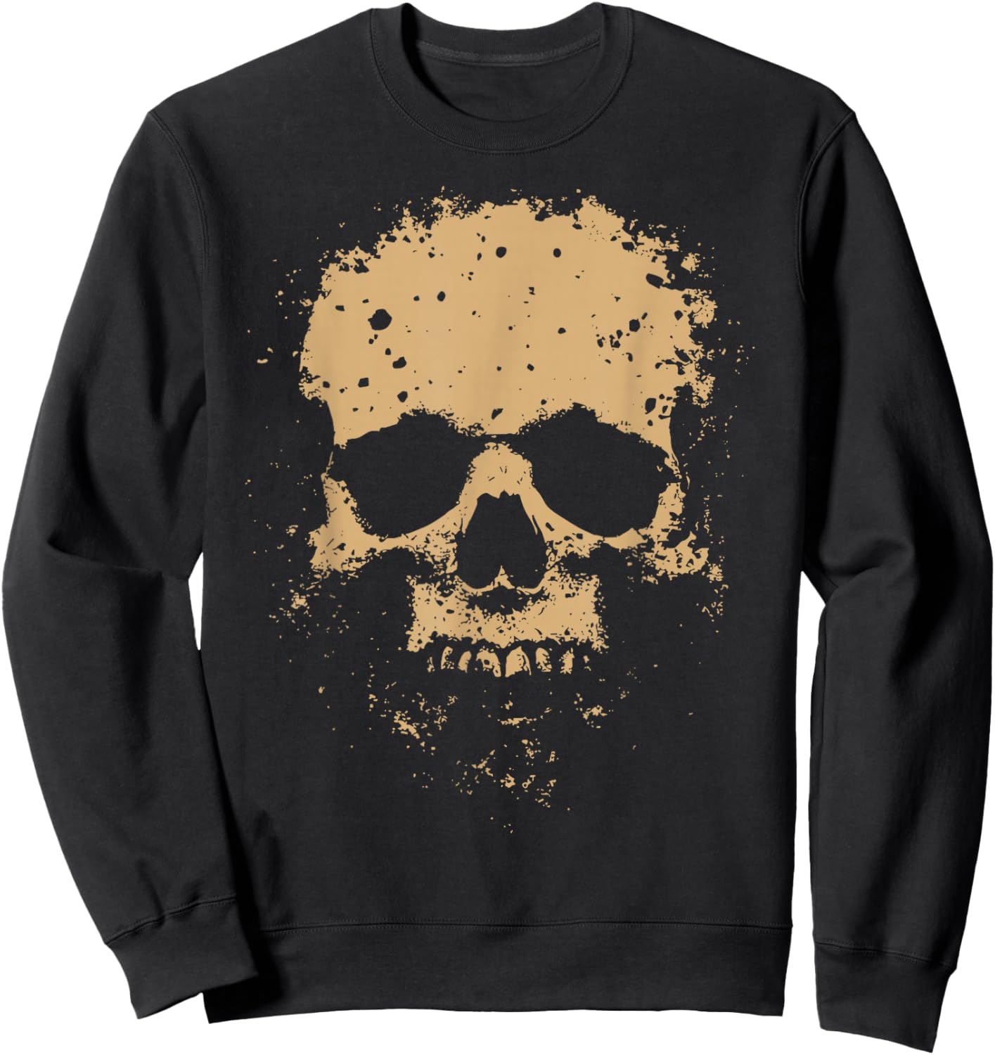 Big Skull Only Graphic Grunge Distressed Vintage Rugged Sweatshirt - Sweatshirt | Black