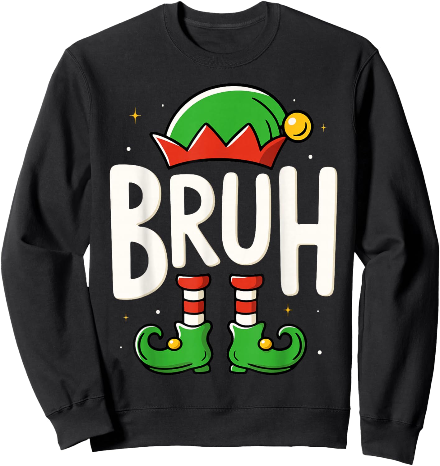 Bruh Christmas Elf Pajamas for Kids Teen Boys Xmas Sweatshirt - Sweatshirt | Black