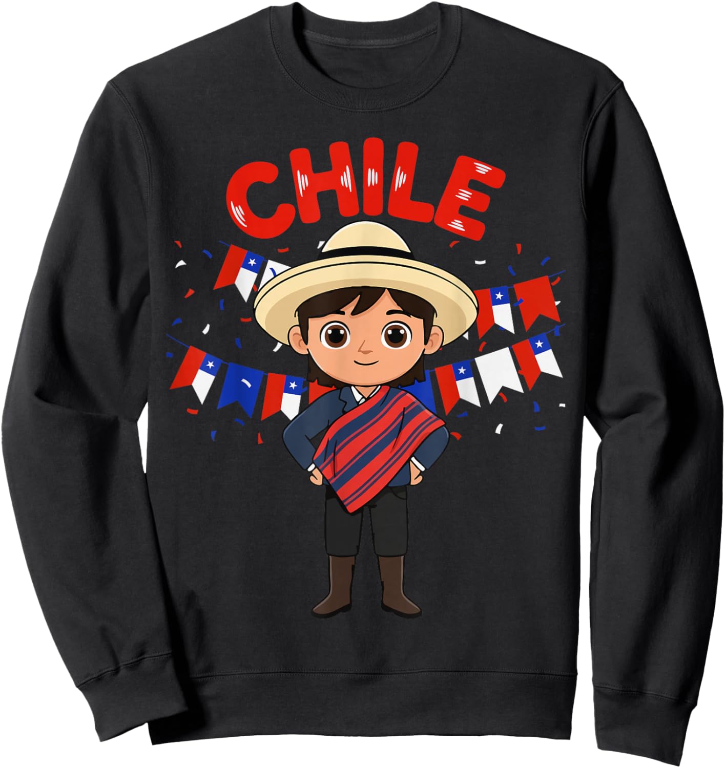 Chile Chilean Boy Traditional Outfit Wear Flag Heritage Sweatshirt - Sweatshirt | Black