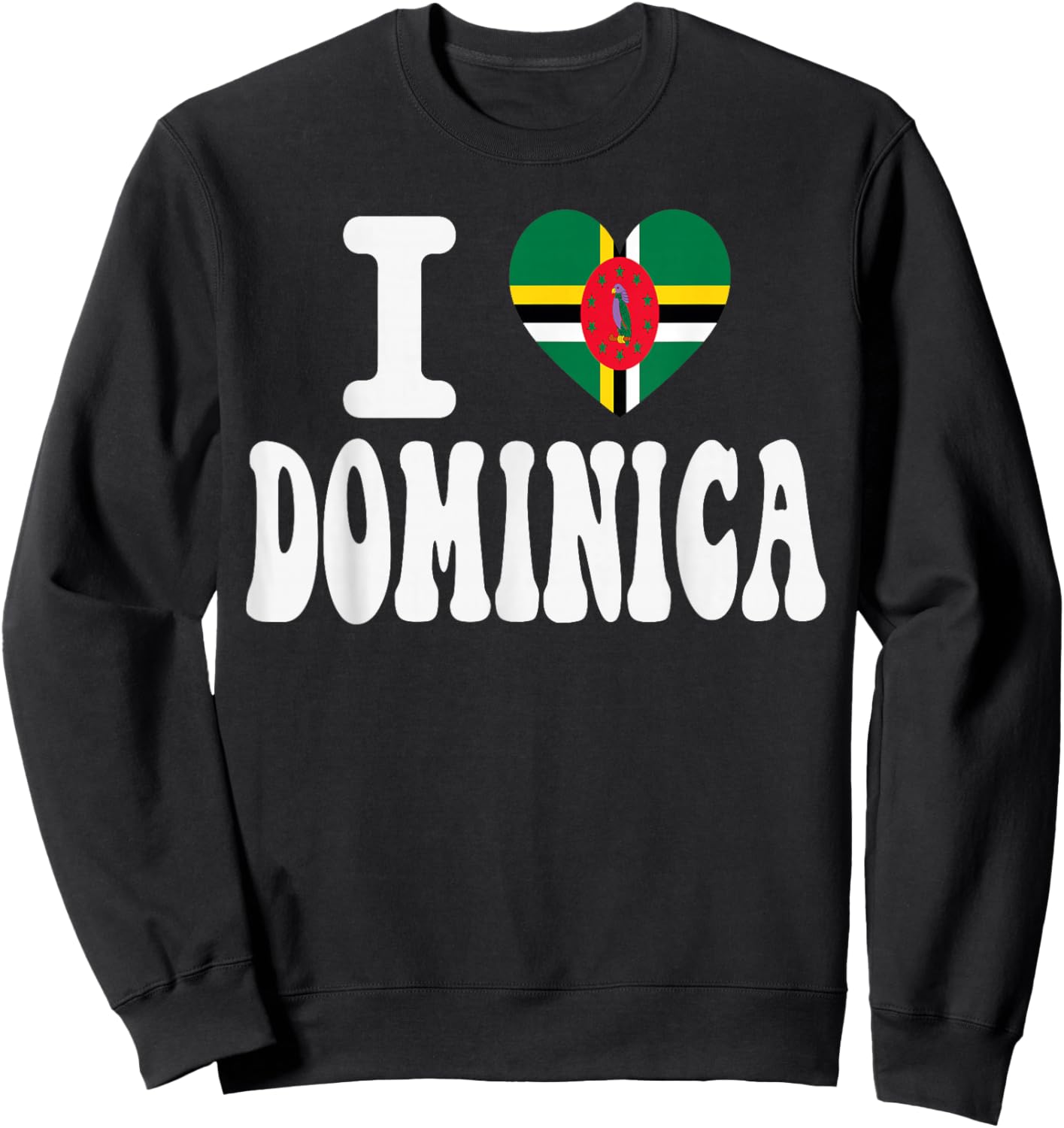 I Love Dominica Heart Flag Retro Travel Souvenir Sweatshirt - Sweatshirt | Black