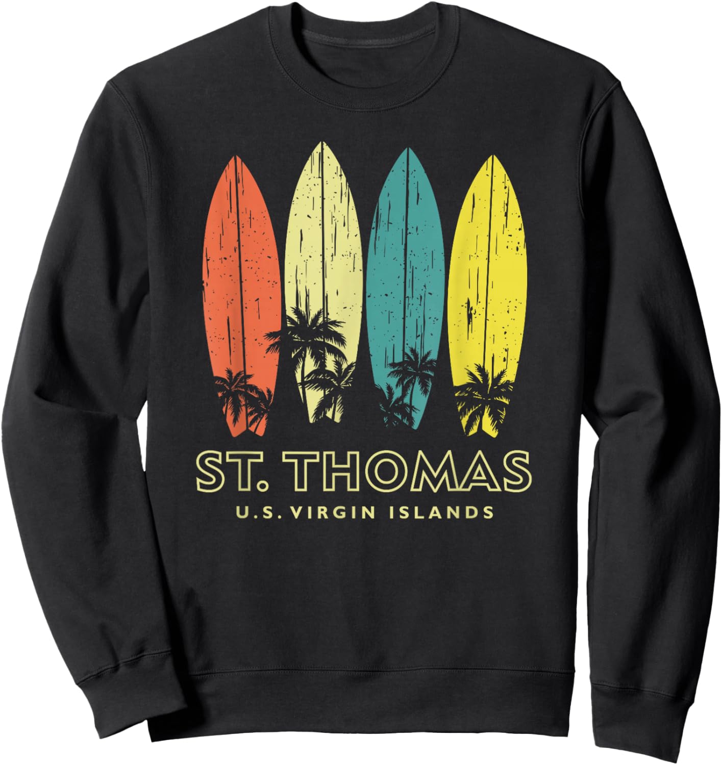 St Thomas Retro Surfboards Vintage Boys Girls Souvenir Sweatshirt - Sweatshirt | Black
