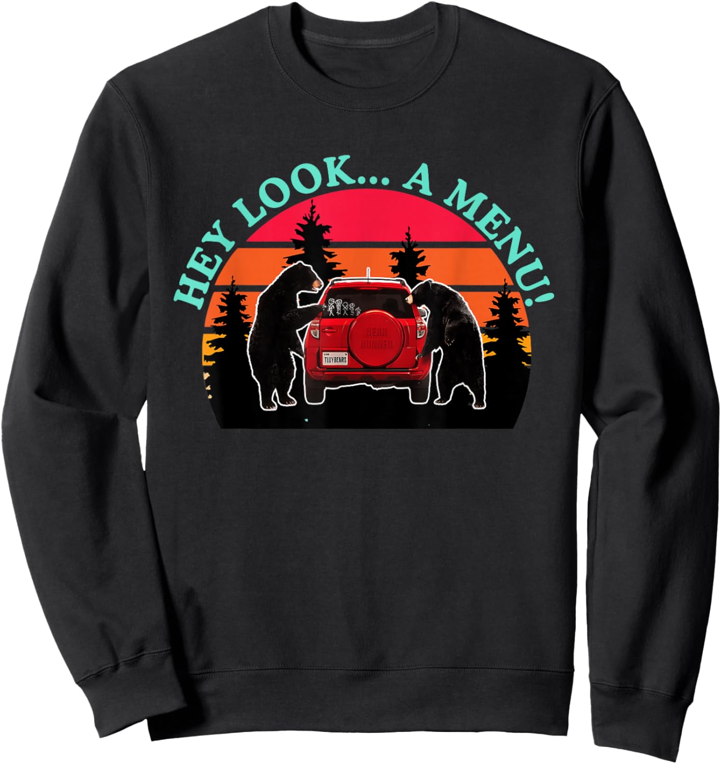 Hey Look A Menu Funny Bear Humor Sweatshirt - Sweatshirt | Black