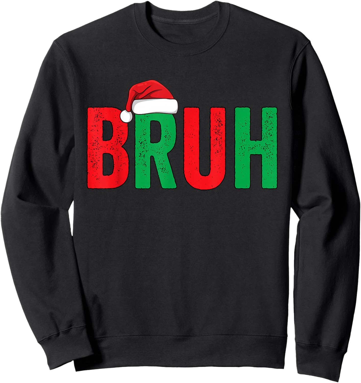 Merry Christmas Bruh Funny Santa Claus Retro Men Women Kids Sweatshirt - Sweatshirt | Black