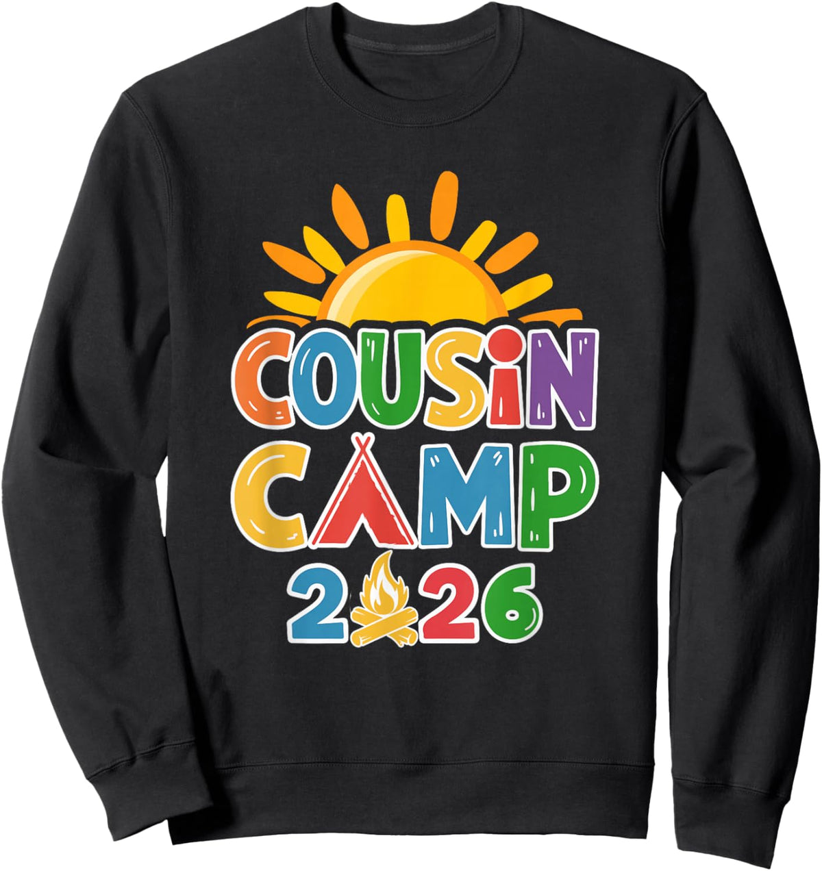 Cousin Camp 2026 Family Vacation Summer Camping Crew Sweatshirt - Sweatshirt | Black