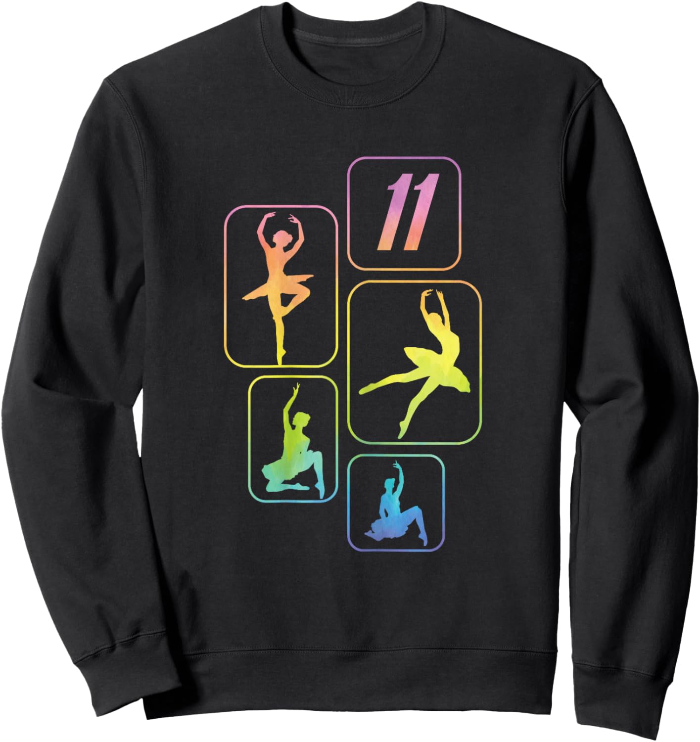 11th Birthday Girl Ballet Dancer Retro Ballerina 11 Year Old Sweatshirt - Sweatshirt | Black