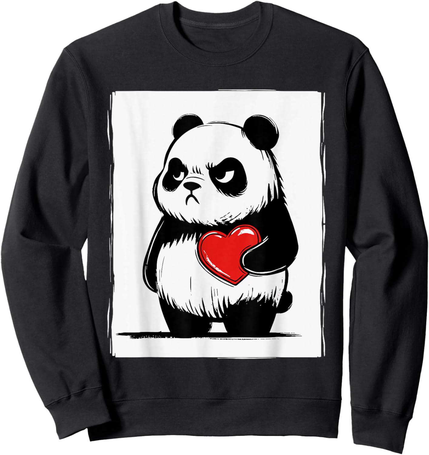Grumpy Panda Bruh Men Women Teens Kids Funny St. Valentine's Sweatshirt - Sweatshirt | Black