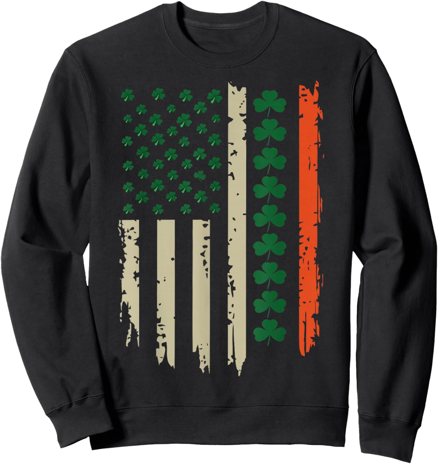 US American Shamrock Flag for St Patricks Day Funny Sweatshirt - Sweatshirt | Black