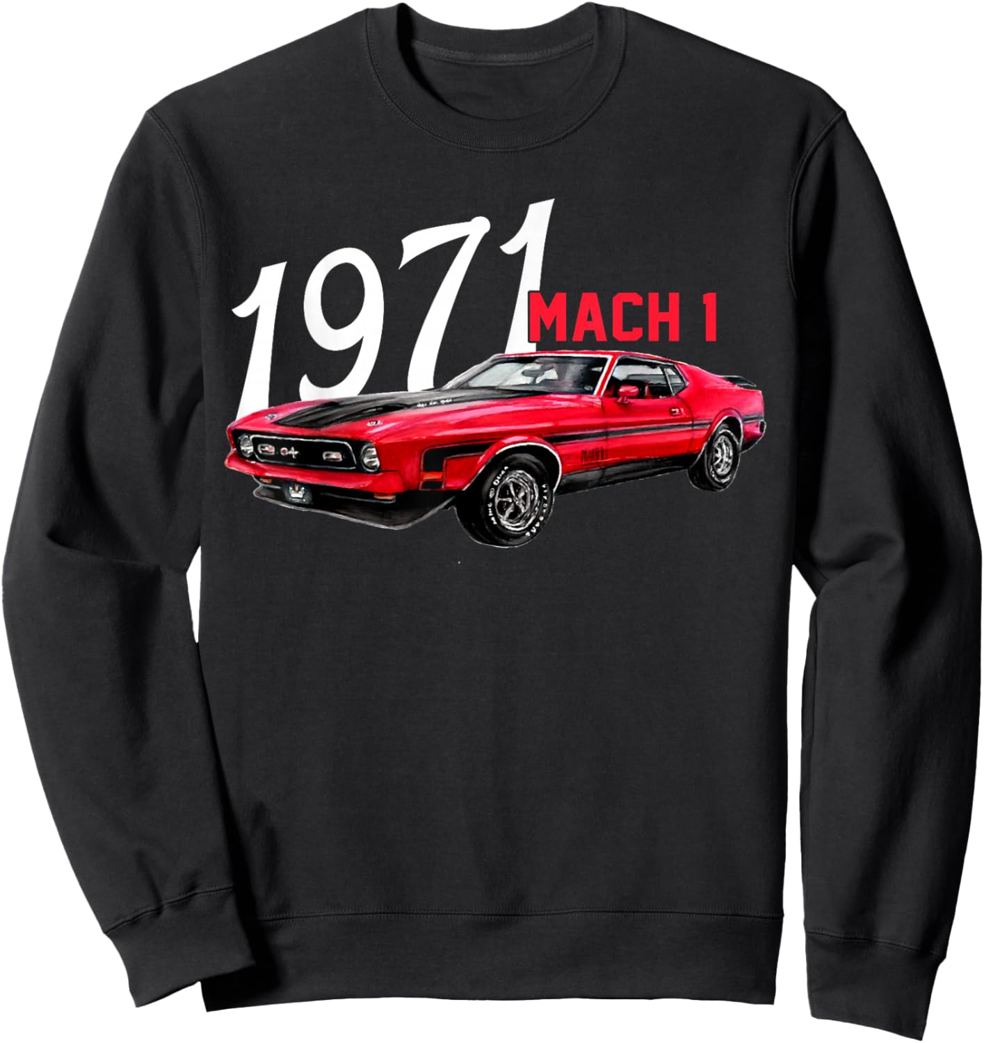 1971 71 Mach 1 Classic Vintage Old Car USA Flag Sweatshirt - Sweatshirt | Black