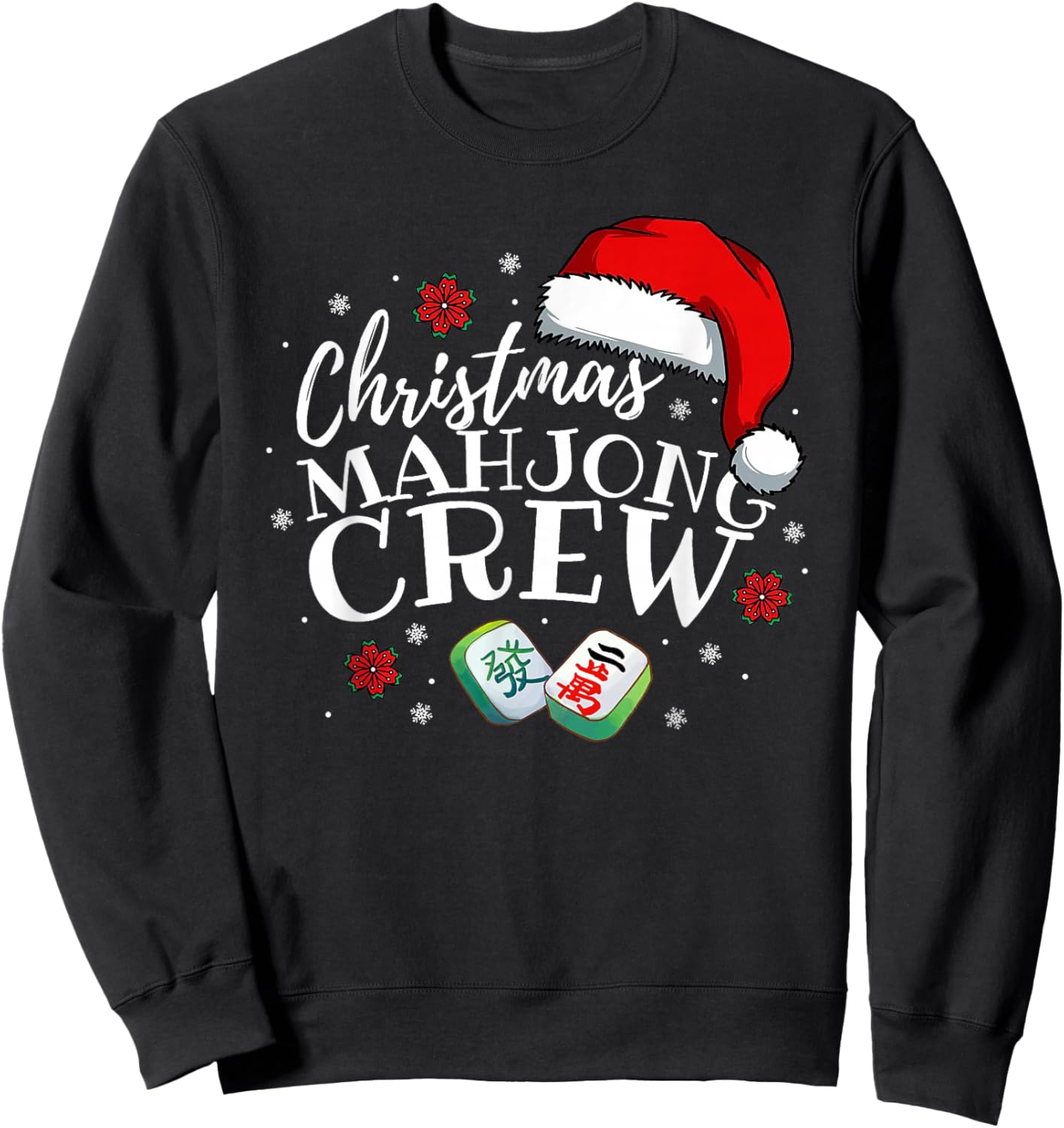 Mahjong Christmas Crew Matching Family Xmas Party Men Women Sweatshirt - Sweatshirt | Black