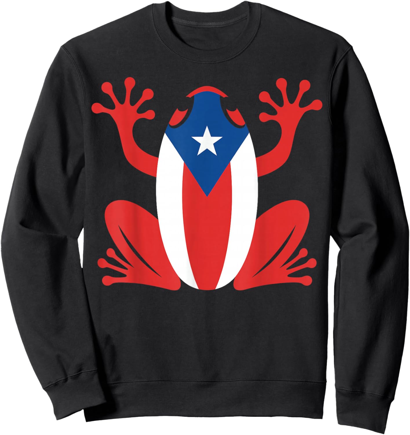 Puerto Rico Coqui Frog Flag Patriotic Boricua Design Sweatshirt - Sweatshirt | Black