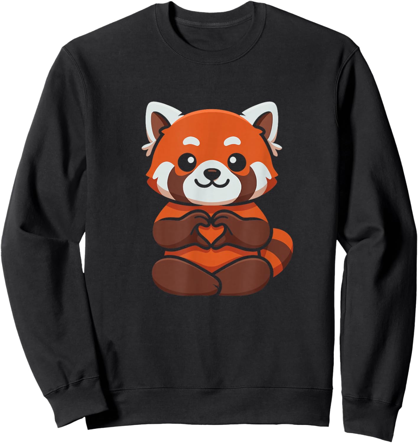 Red Panda Heart Kawaii Cute Women Girls Red Panda Sweatshirt - Sweatshirt | Black