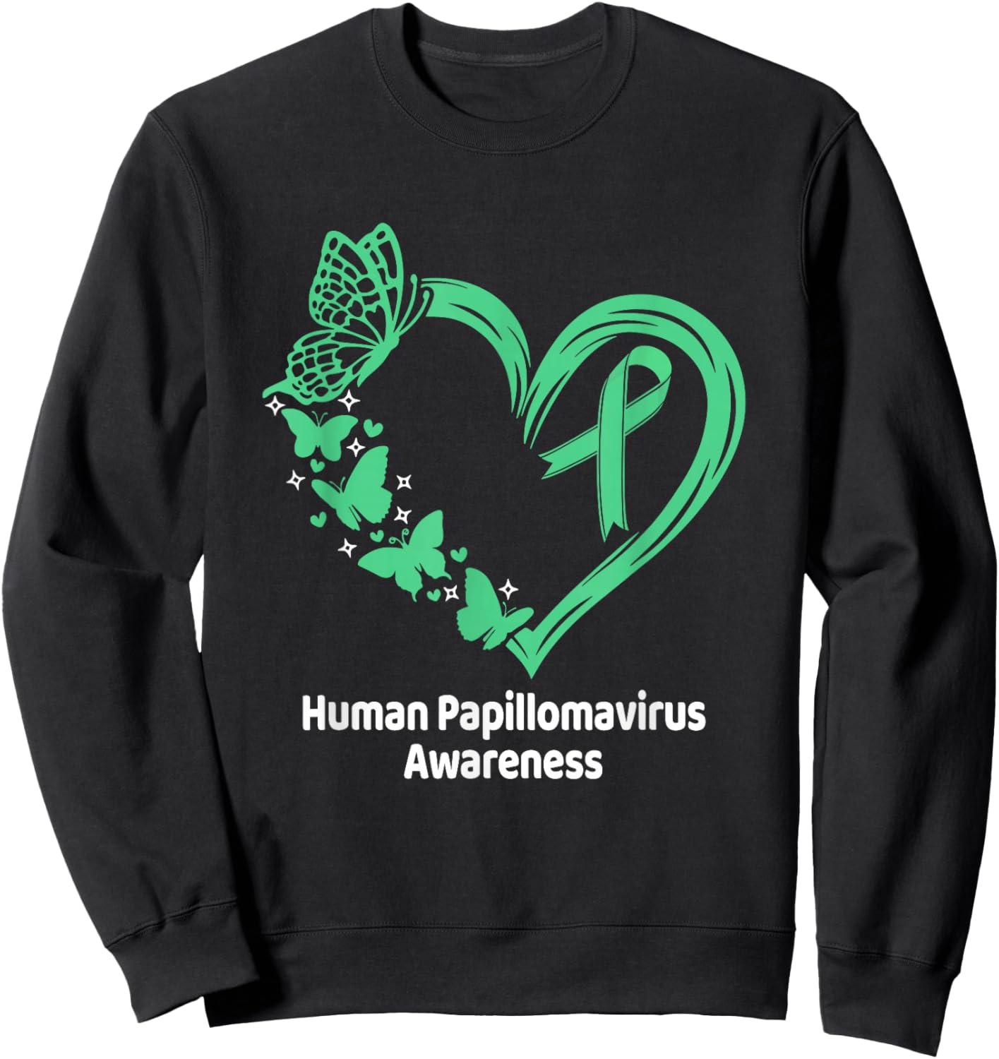 Human Papillomavirus HPV Awareness Heart Butterfly Sweatshirt - Sweatshirt | Black