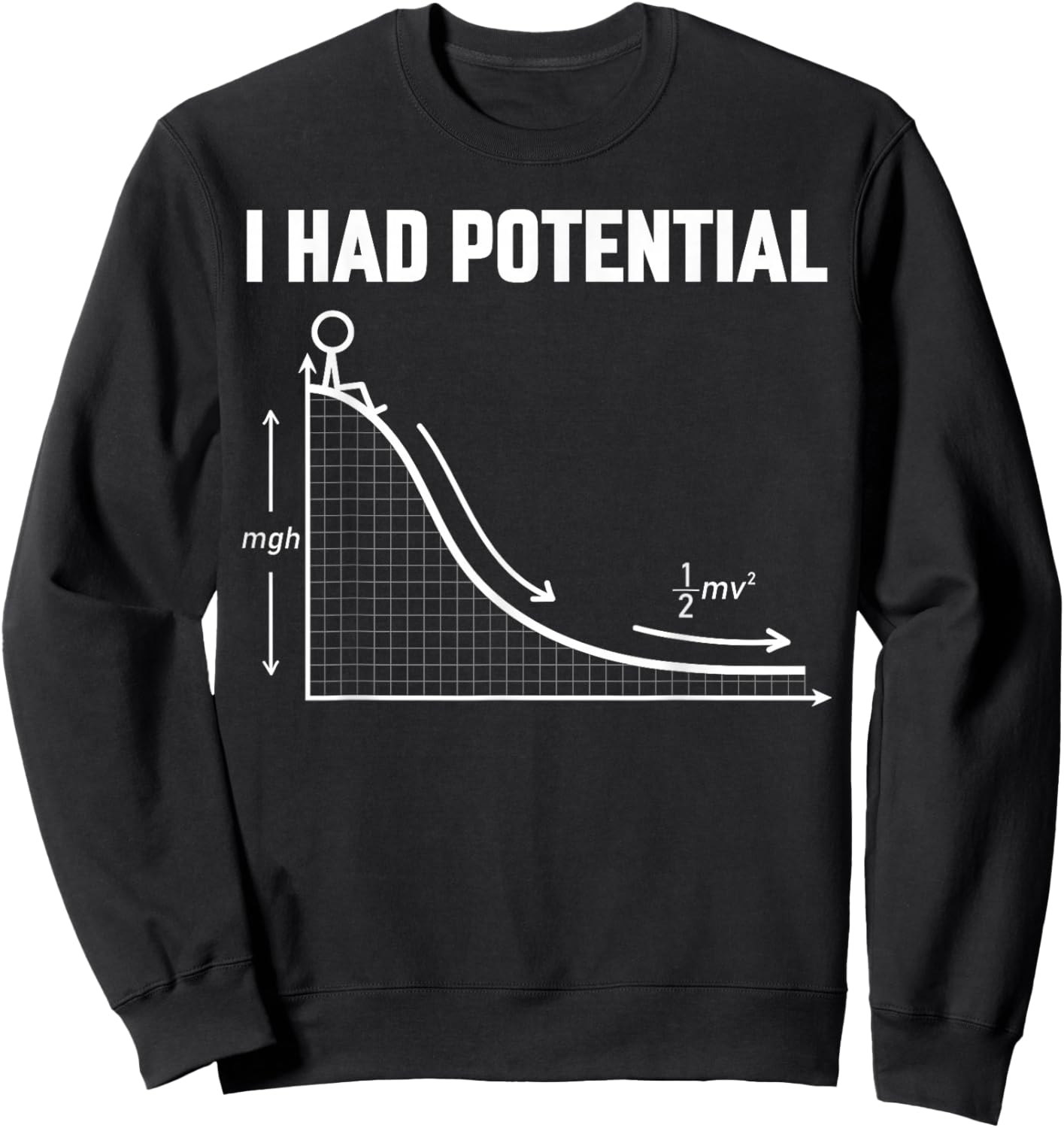 I Had Potential Funny Sarcastic Minimal Quote Science Humour Sweatshirt - Sweatshirt | Black