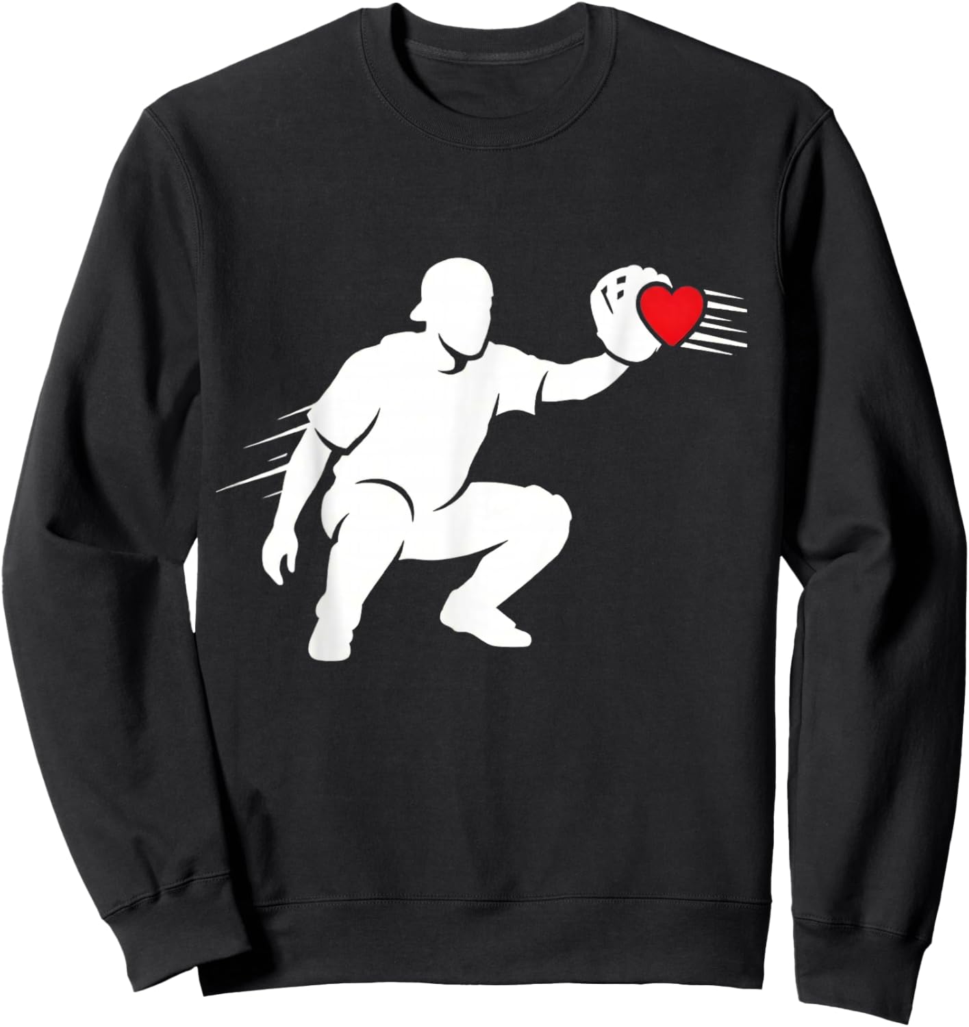 Valentine Day Baseball Glove Silhouette Heart Men Boys Kids Sweatshirt - Sweatshirt | Black