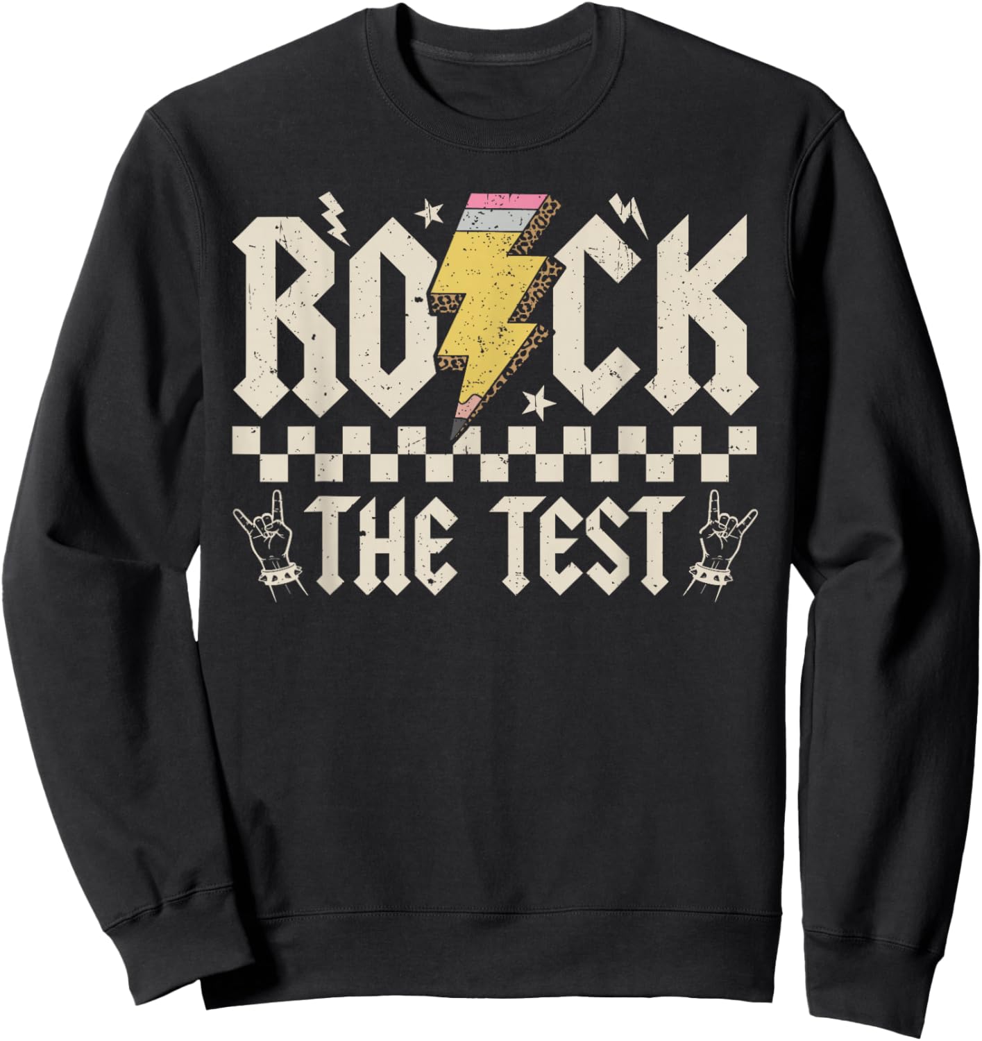 Testing Day Rock The Test ABCD Motivational Teacher Students Sweatshirt - Sweatshirt | Black