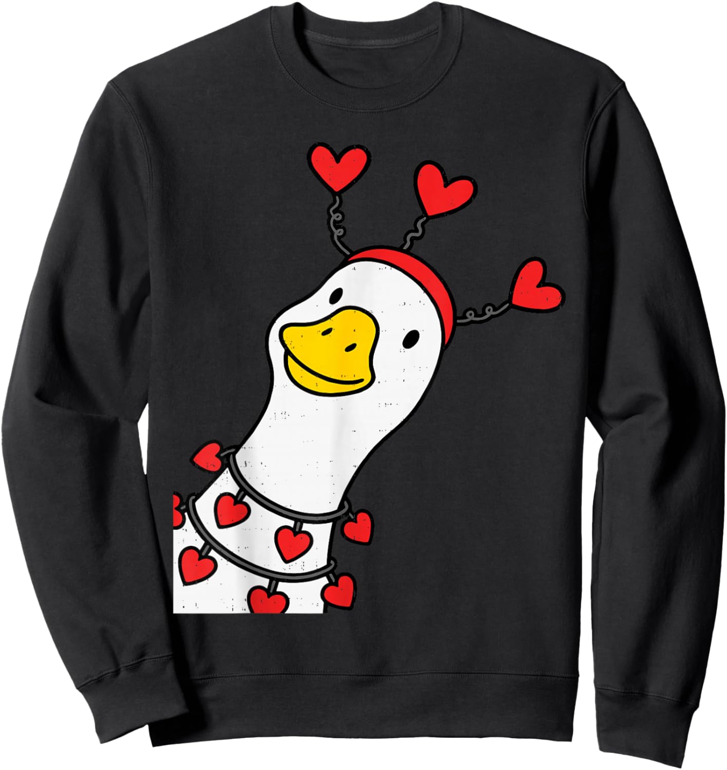 Cute Goose Valentines Day Duck Valentine Women Teen Girl Kid Sweatshirt - Sweatshirt | Black