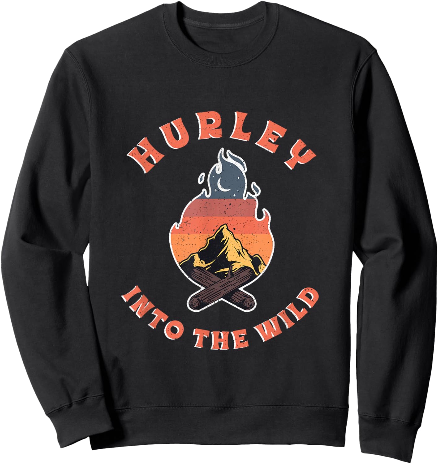 Vintage Campfire Hurley Souvenir Retro Hiking Camping Sweatshirt - Sweatshirt | Black