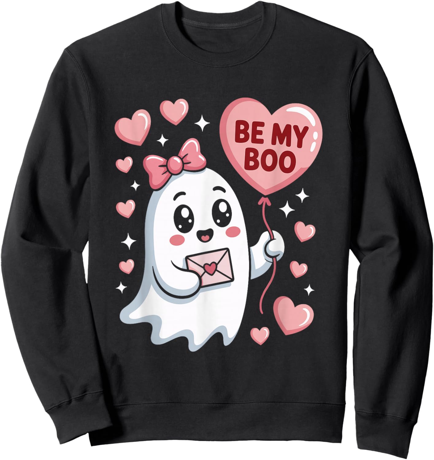 Be My Boo Cute Ghost Valentines Day Love Sweatshirt - Sweatshirt | Black