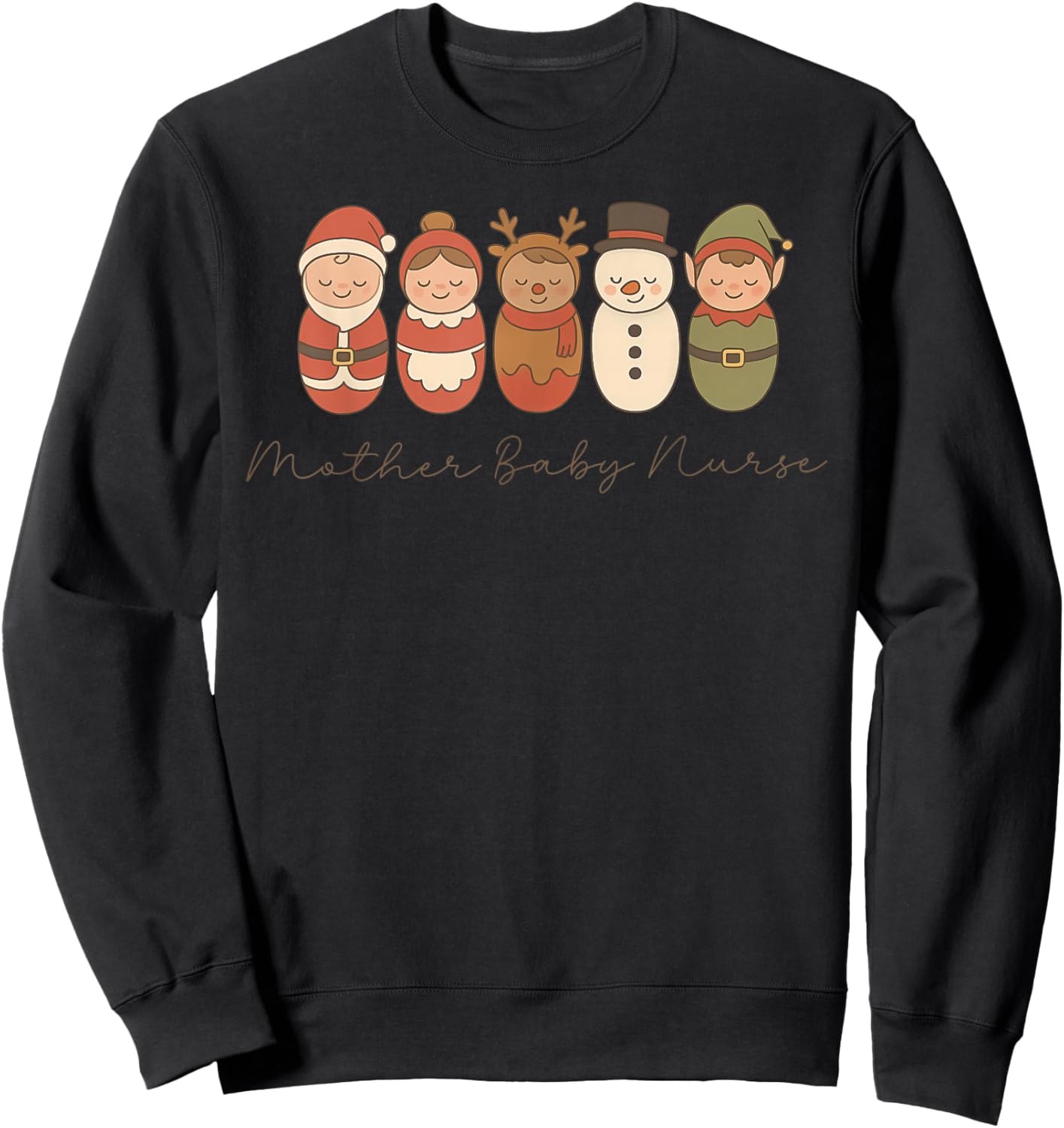 MBU Mother Baby Nurse Christmas Cute Baby Swaddle Postpartum Sweatshirt - Sweatshirt | Black