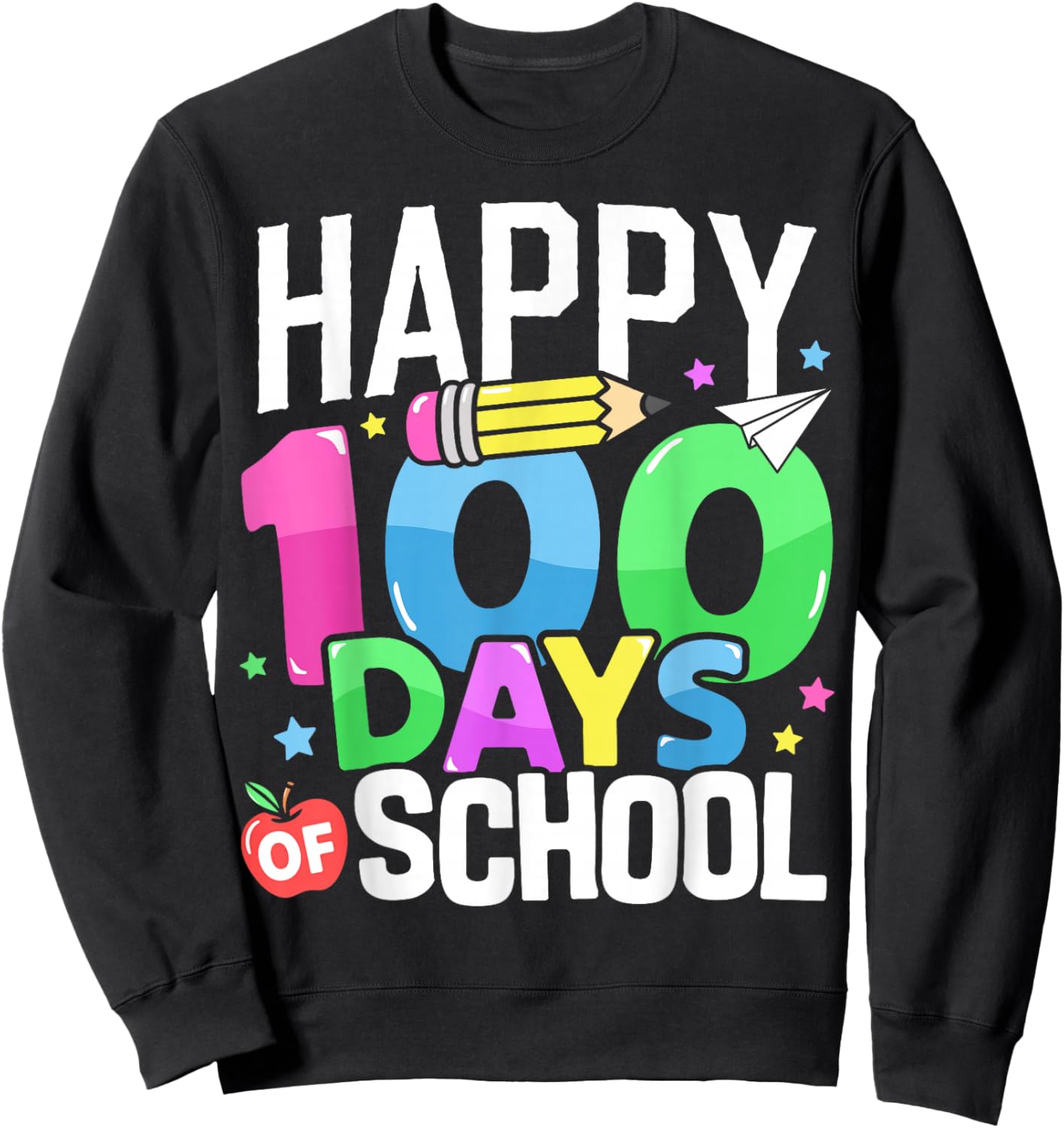 Happy 100 Days of School Teacher 100th Day of School Kids Sweatshirt - Sweatshirt | Black