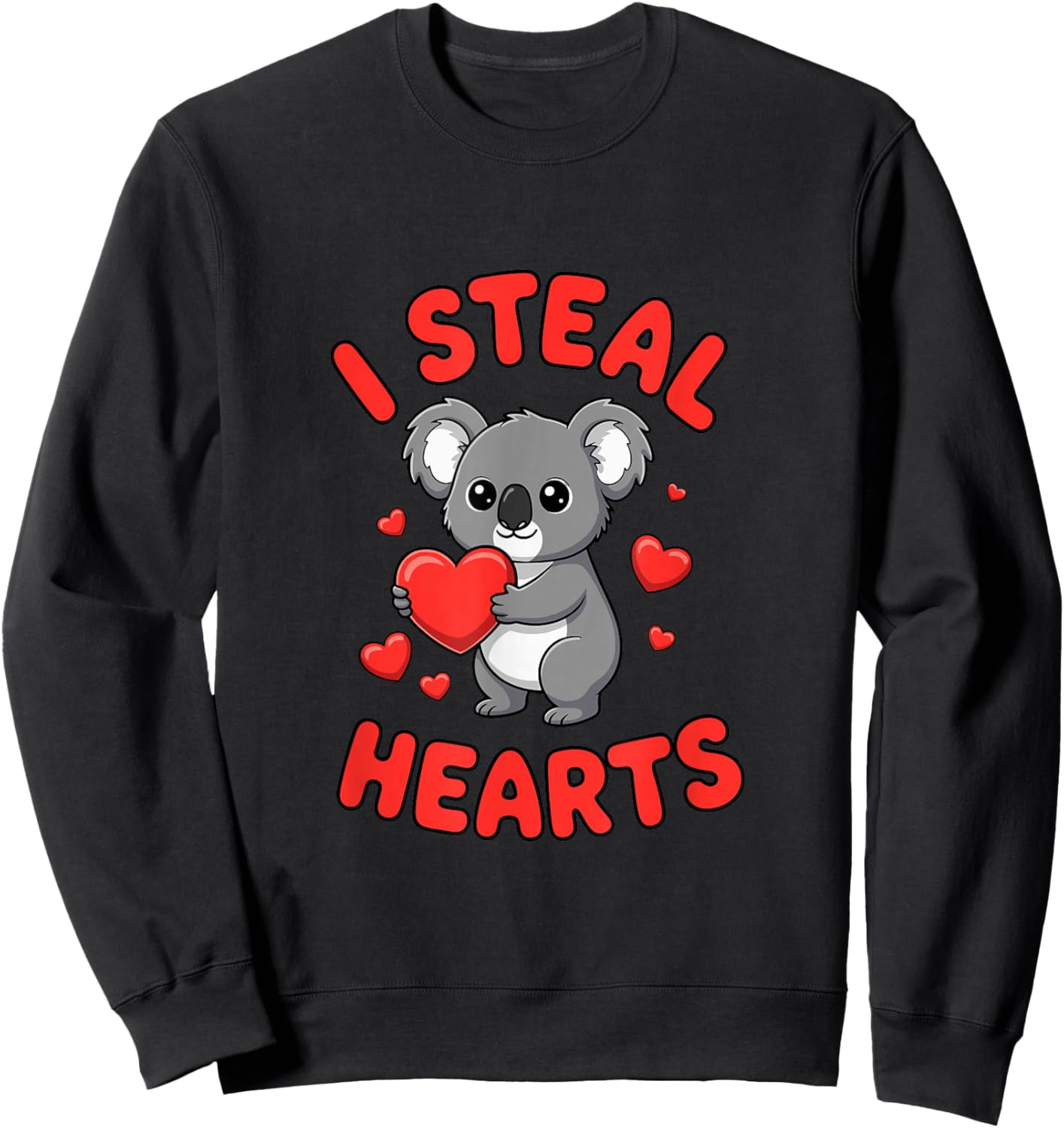 Valentine's Day Koala I Steal Hearts Love Sweatshirt - Sweatshirt | Black