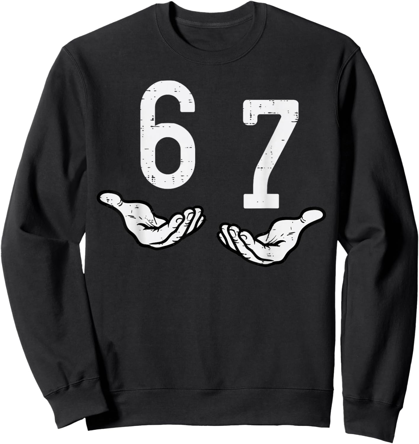 6 7 Meme Hands Funny 67 Gen Alpha Slang Kids Boys Youth Sweatshirt - Sweatshirt | Black