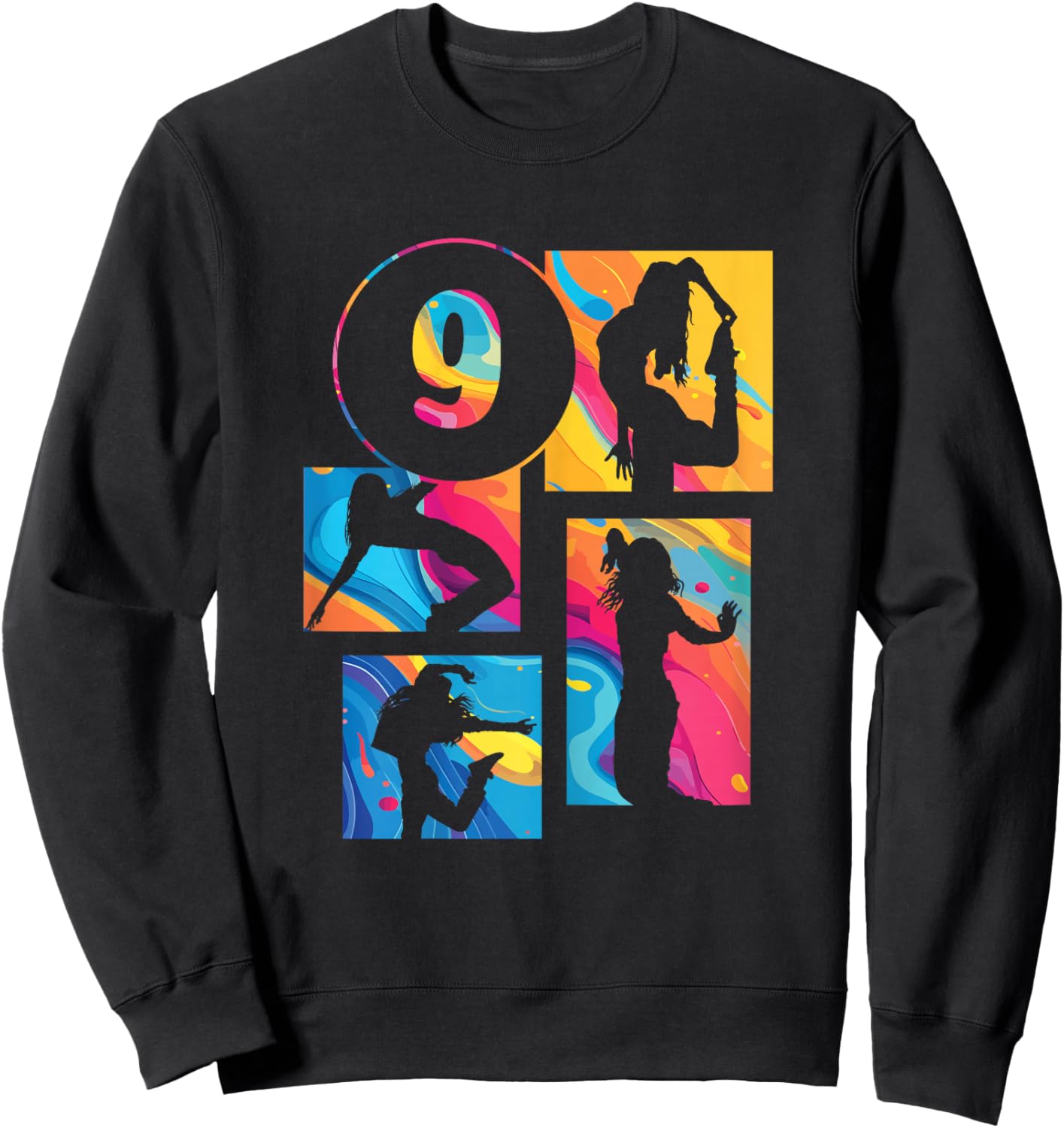 9th Birthday Girl Hip Hop Dancer Breakdancer 9 Years Old Sweatshirt - Sweatshirt | Black