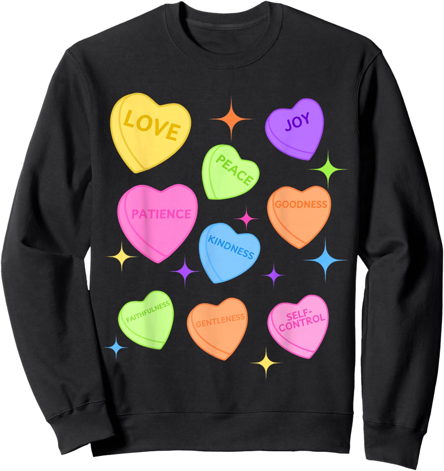 Fruits of Spirit Valentine Christian Valentine Hearts Sweatshirt - Sweatshirt | Black