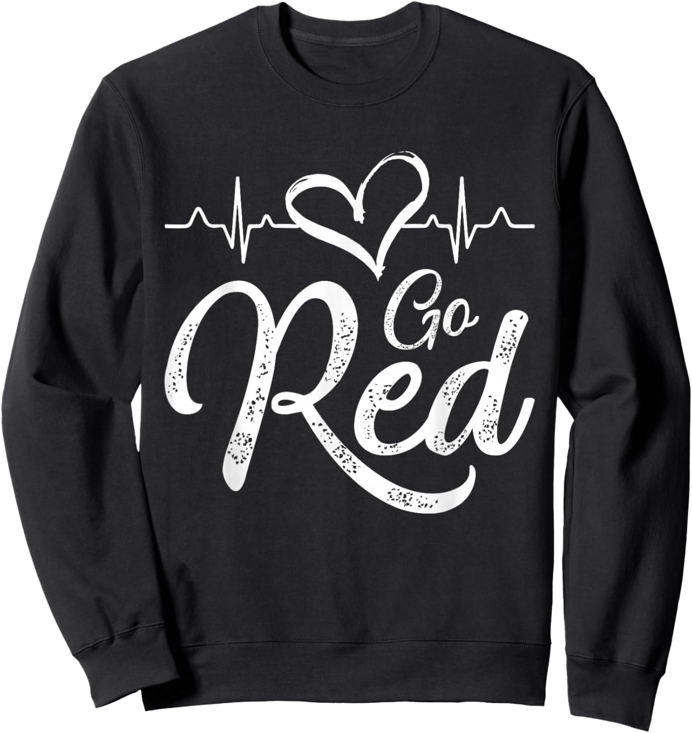 Go Red American Heart Disease Month Awareness Sweatshirt - Sweatshirt | Black