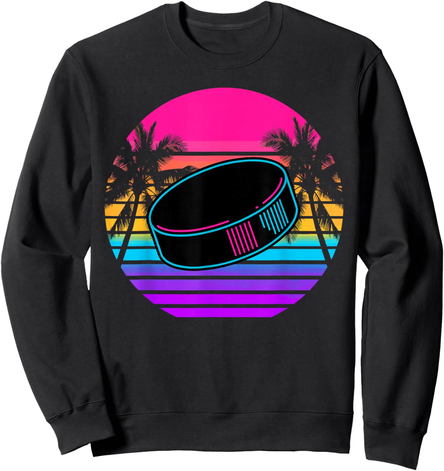 Retro Beach Palm Ice Hockey Sweatshirt - Sweatshirt | Black