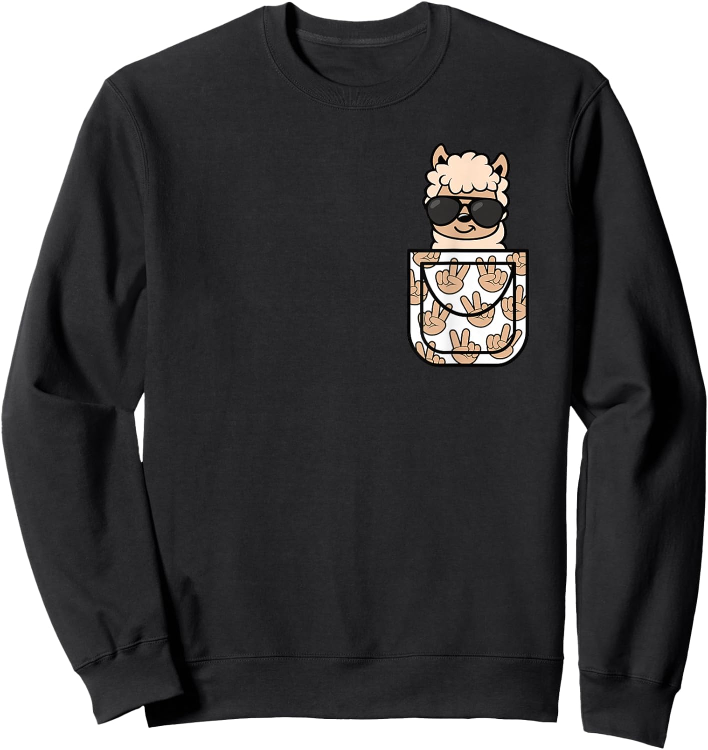 Funny Llama Pocket Men Women Kids Sweatshirt - Sweatshirt | Black