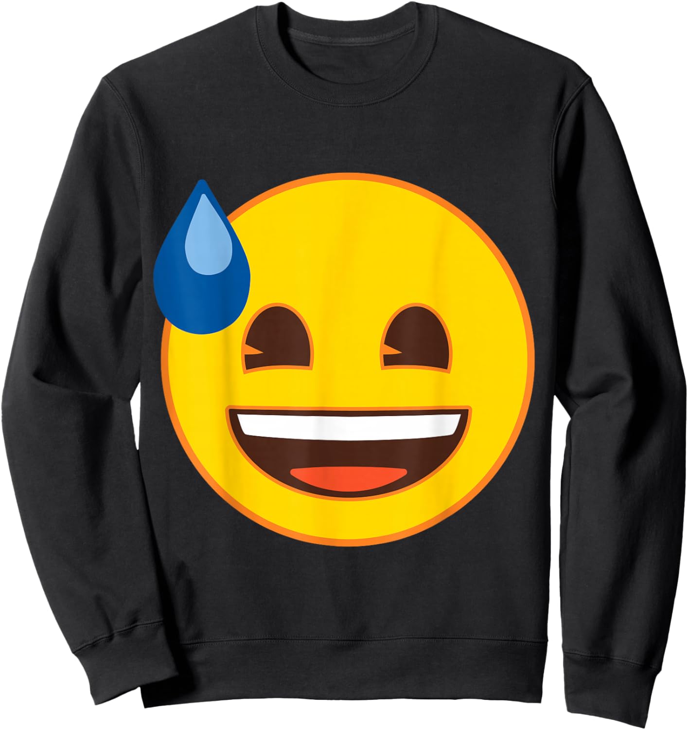 Official Emoji Sweat Laughing Yellow Smile Face Sweatshirt - Sweatshirt | Black