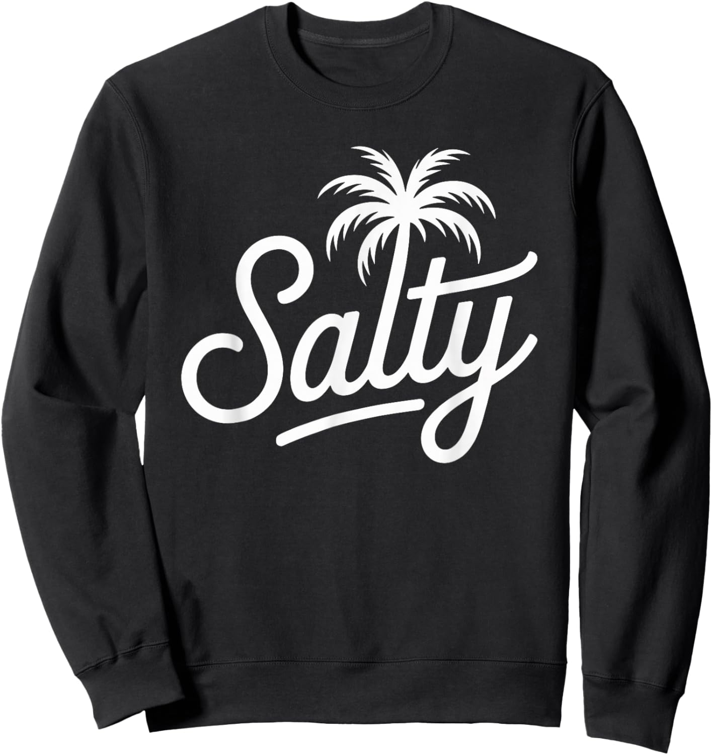 Salty Vintage Palm Trees Ocean Retro Beach Summer Sweatshirt - Sweatshirt | Black