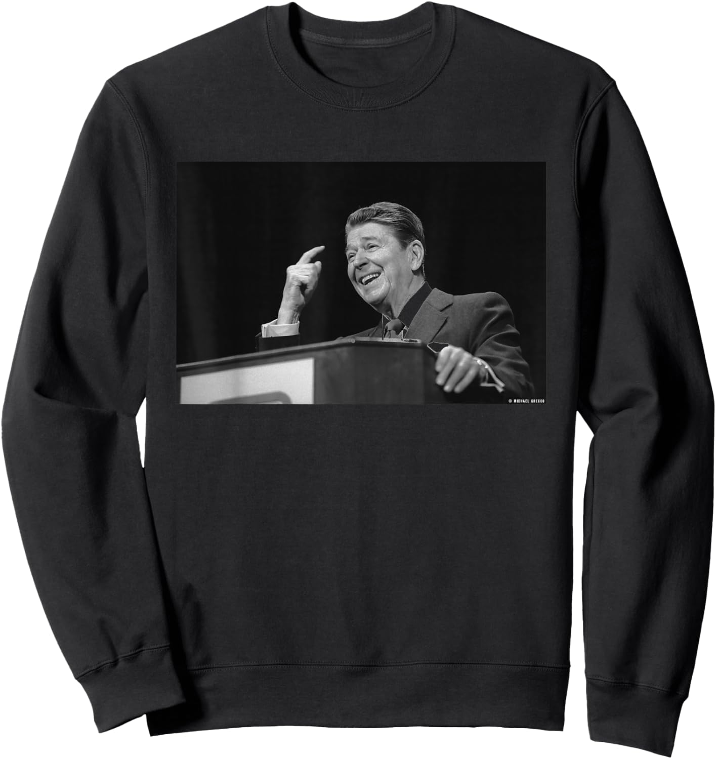 Ronald Reagan US President Birthday Speech by Michael Grecco Sweatshirt - Sweatshirt | Black