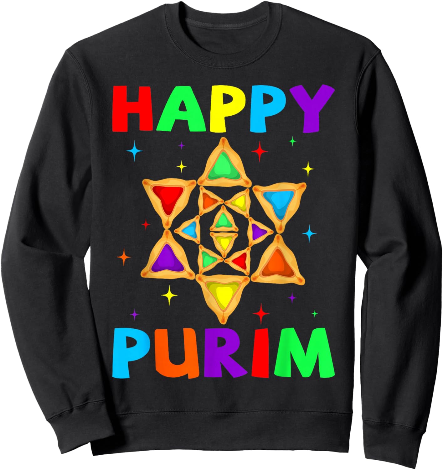 Happy Purim Hamantash Hamantaschen Lovers Jewish Holidays Sweatshirt - Sweatshirt | Black