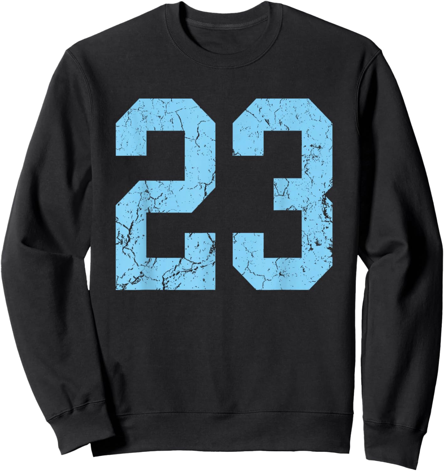 Distressed Baby Blue Number 23 Jersey Player Uniform #23 Sweatshirt - Sweatshirt | Black
