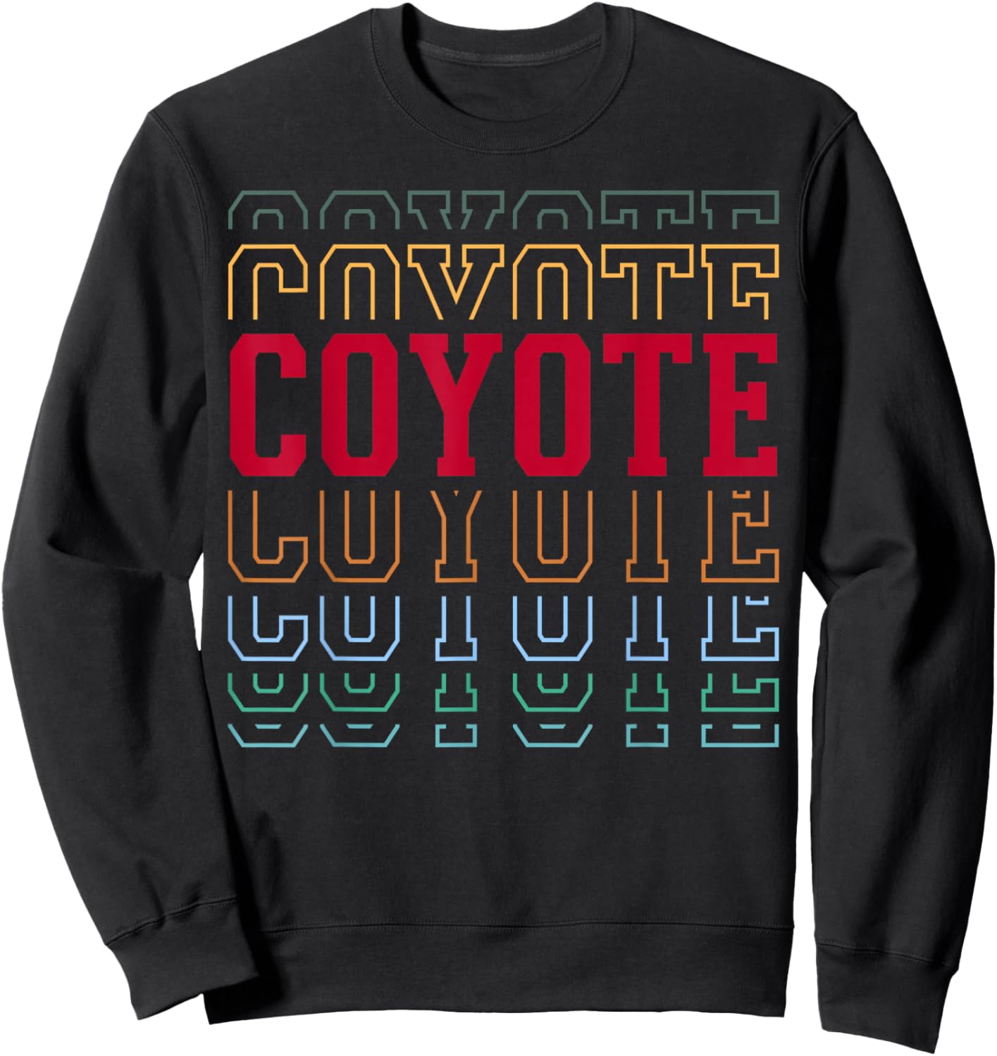 Coyote Layered Text Costume Animal Lover Sweatshirt - Sweatshirt | Black