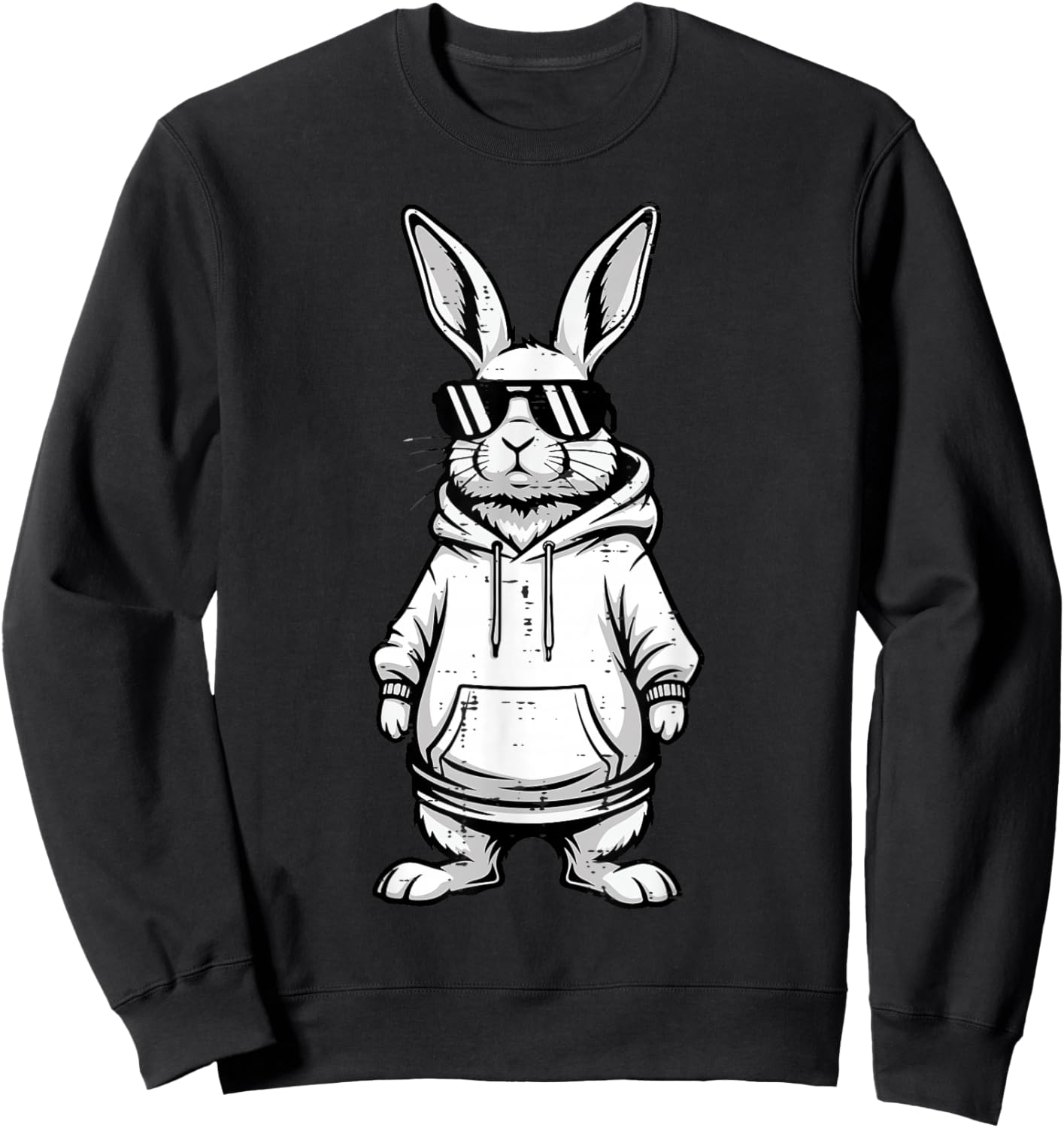 Happy Easter Bunny Sunglasses Rabbit Men Women Kids Sweatshirt - Sweatshirt | Black
