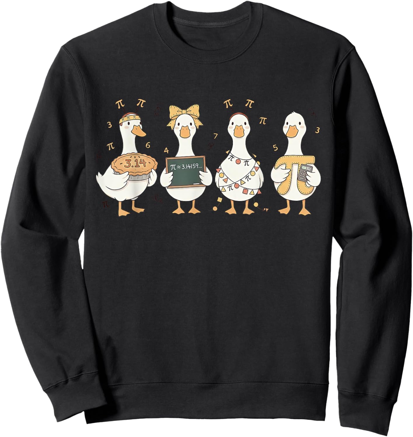 Happy 3 14 Pi Day Silly Goose Math Teacher Mathematics Pun Sweatshirt - Sweatshirt | Black