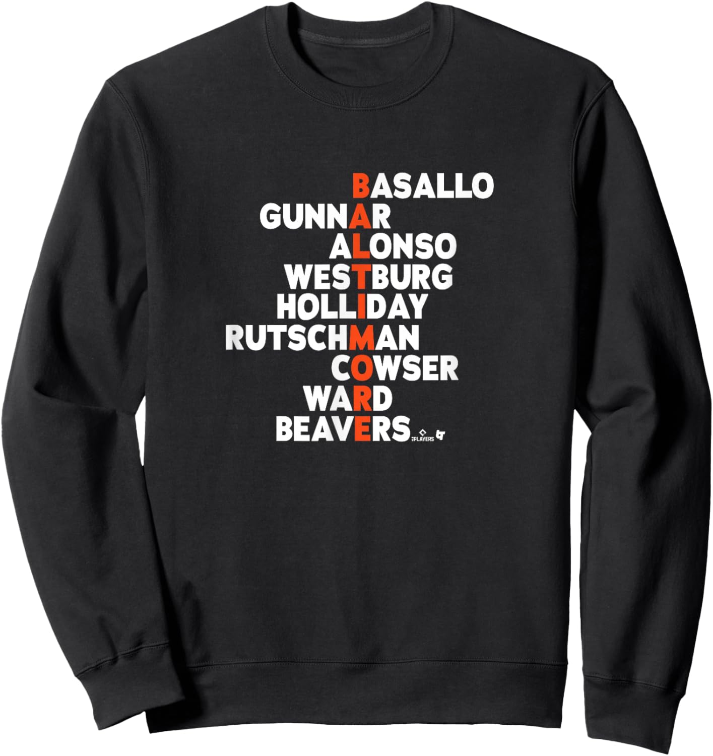 Baltimore Baseball Names 2026 Sweatshirt - Sweatshirt | Black