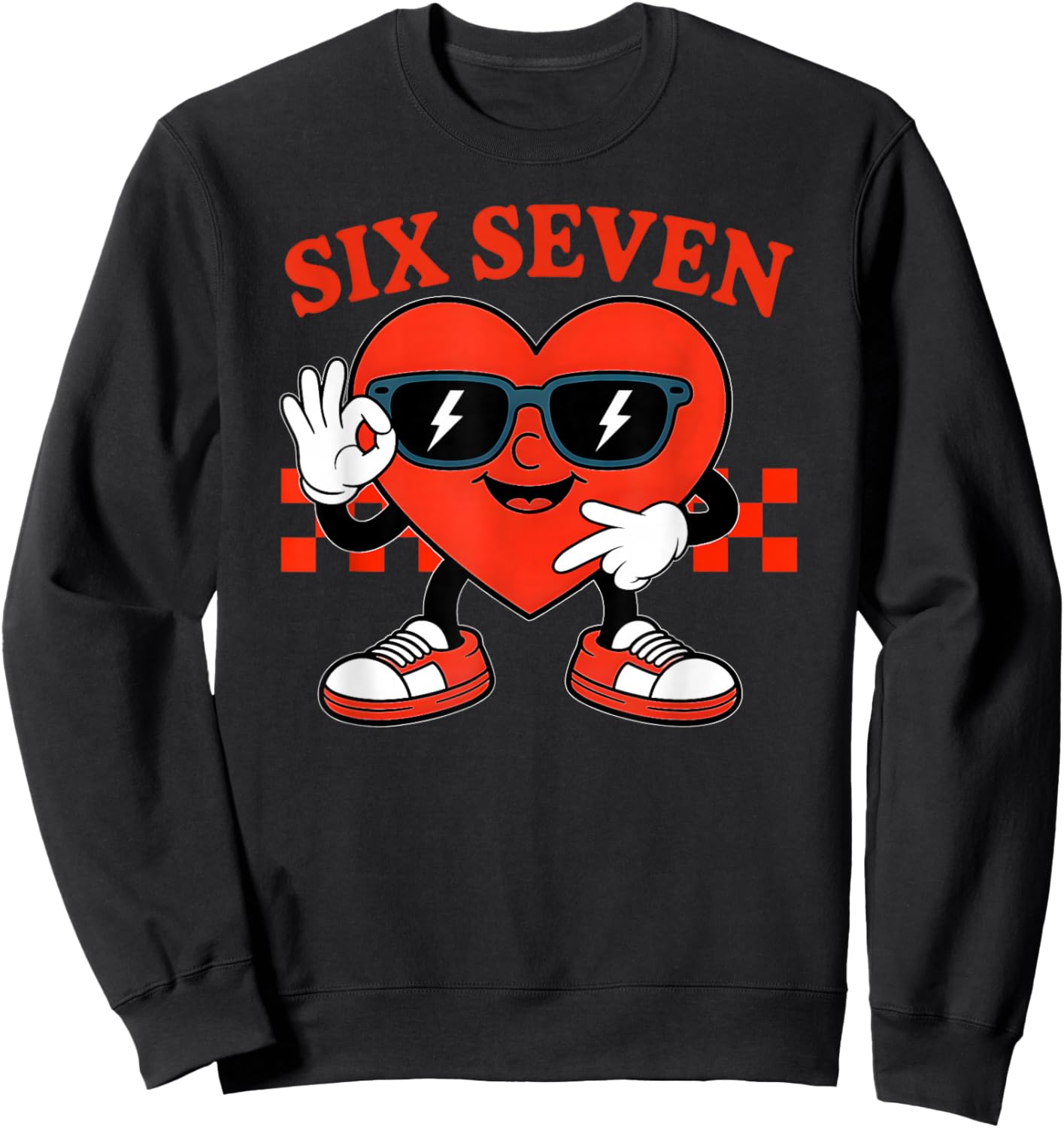 67 Shirt Boys Kids Funny Six Seven 6 7 Valentine Day 67 Meme Sweatshirt - Sweatshirt | Black