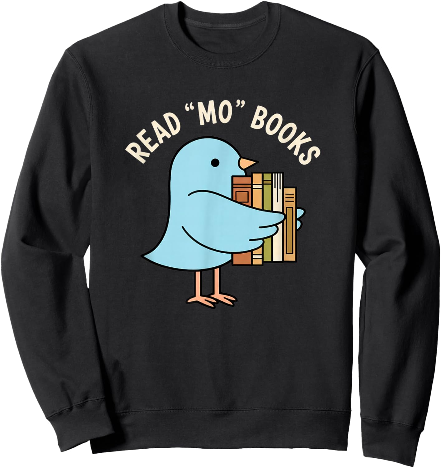 Read Mo Books Cute Bird Reading Kids Book Lover Sweatshirt - Sweatshirt | Black