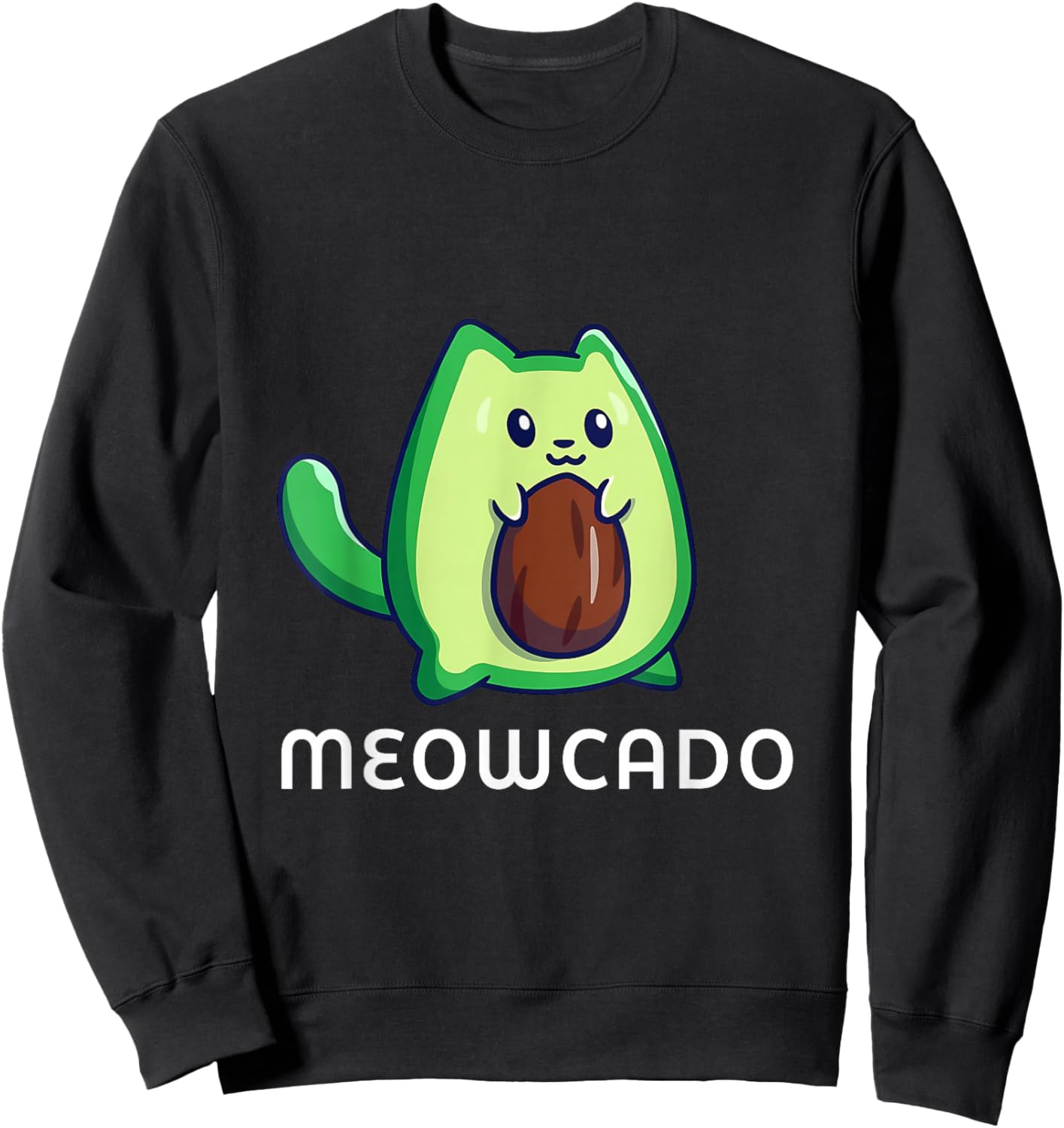Meowcado Avocado Cat Funny Cute Kawaii Animal Meme Sweatshirt - Sweatshirt | Black